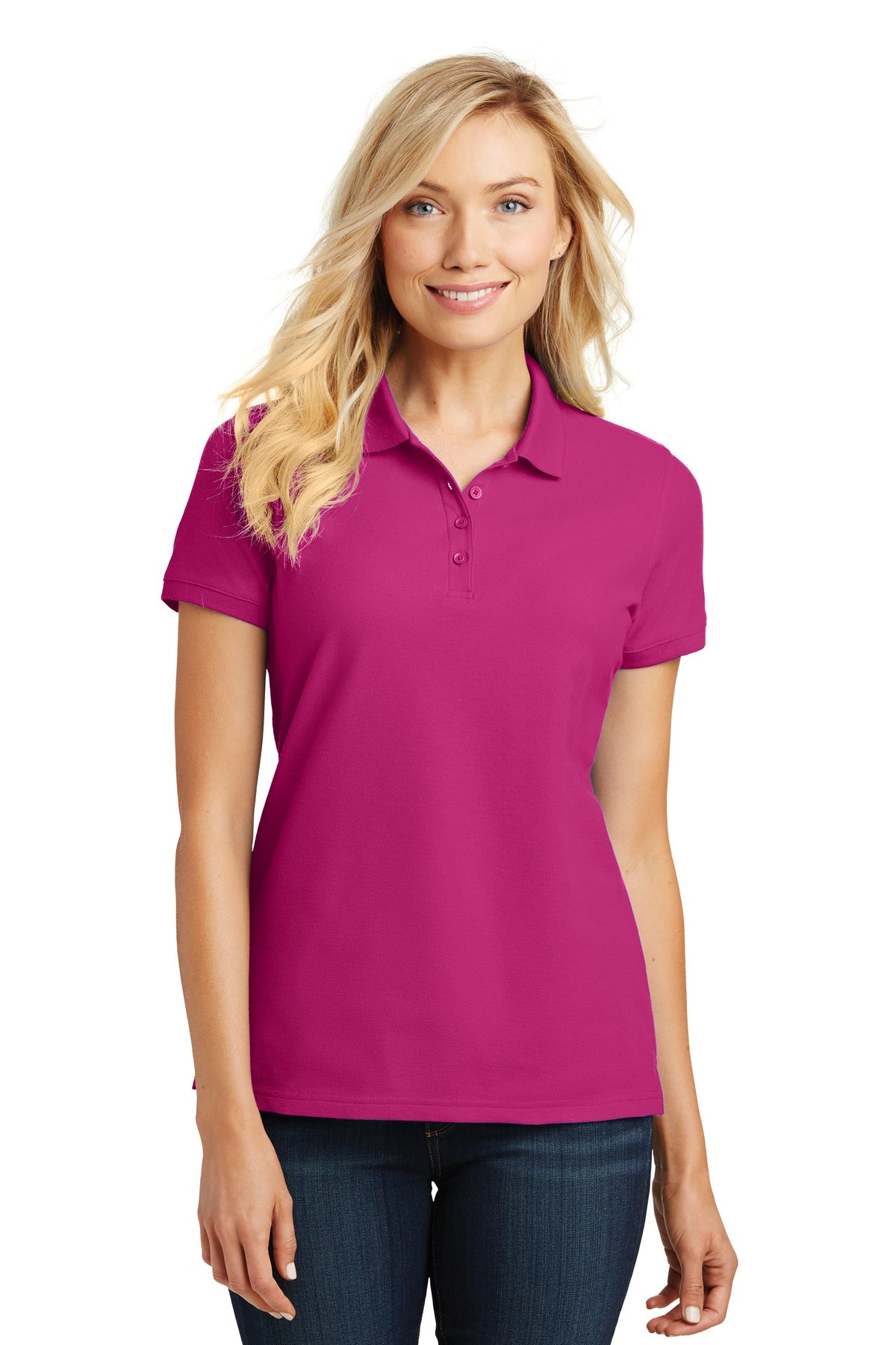 Port Authority Women's Core Classic Pique Polo. L100 - Pink Azalea