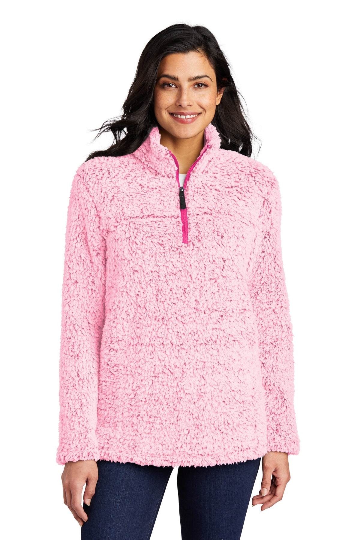 Port Authority Women's Cozy 1/4-Zip Fleece L130 - Pop Raspberry Heather