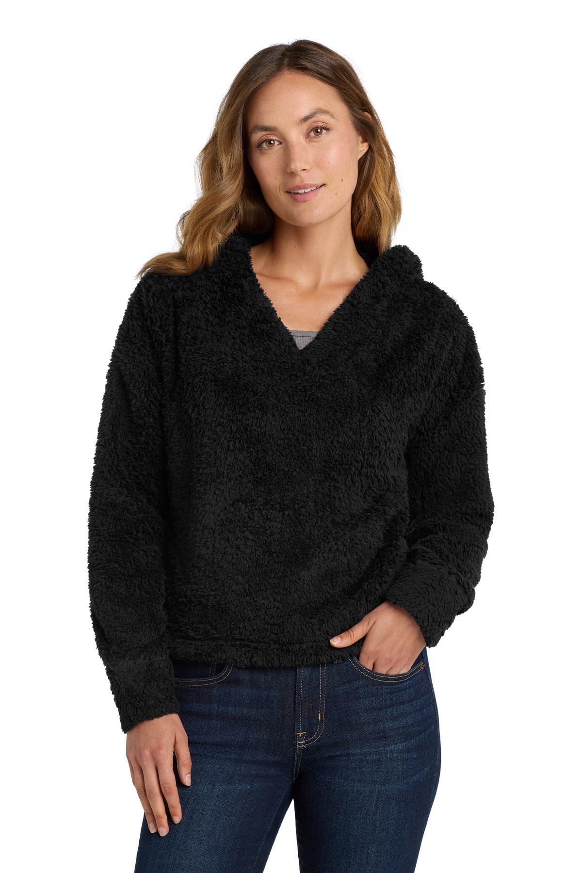 Port Authority  Women's Cozy Fleece Hoodie. L132 - Black