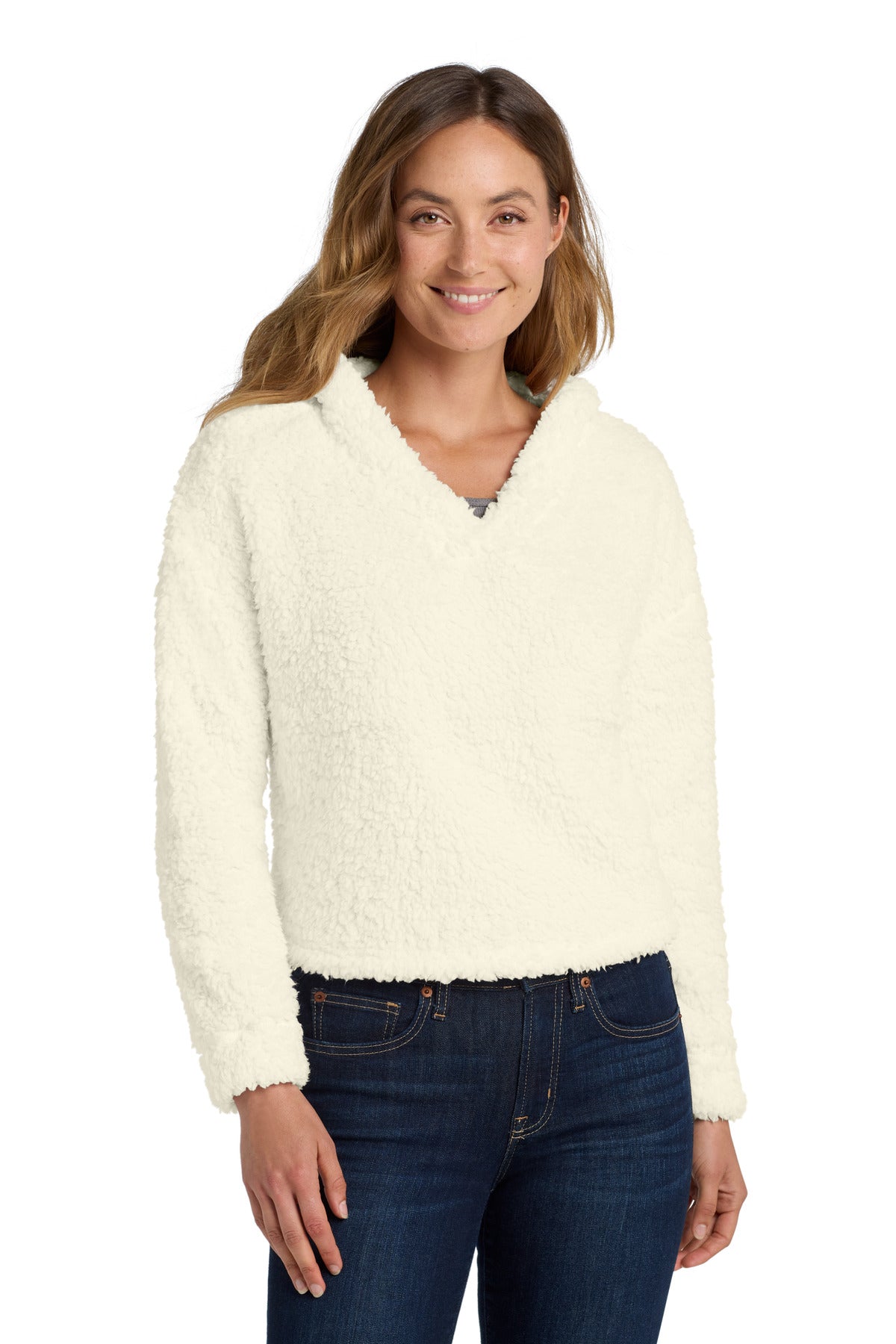 Port Authority  Women's Cozy Fleece Hoodie. L132 - Marshmallow
