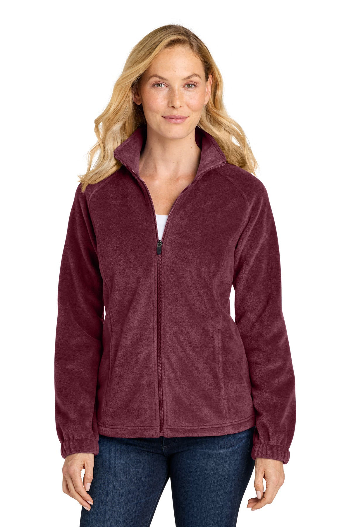 Port Authority Women's Plush Fleece Full-Zip Jacket L190 - Club Burgundy