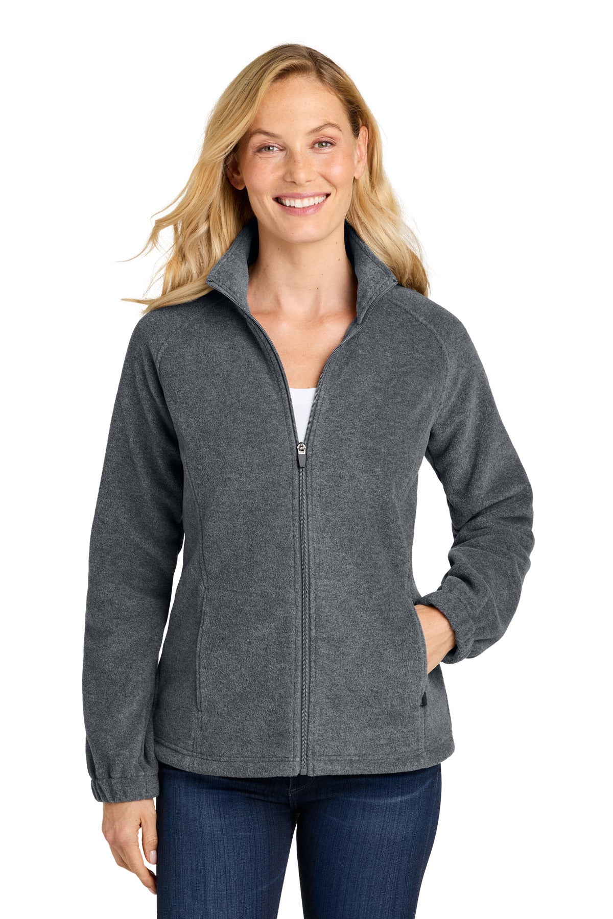 Port Authority Women's Plush Fleece Full-Zip Jacket L190 - Storm Grey Heather