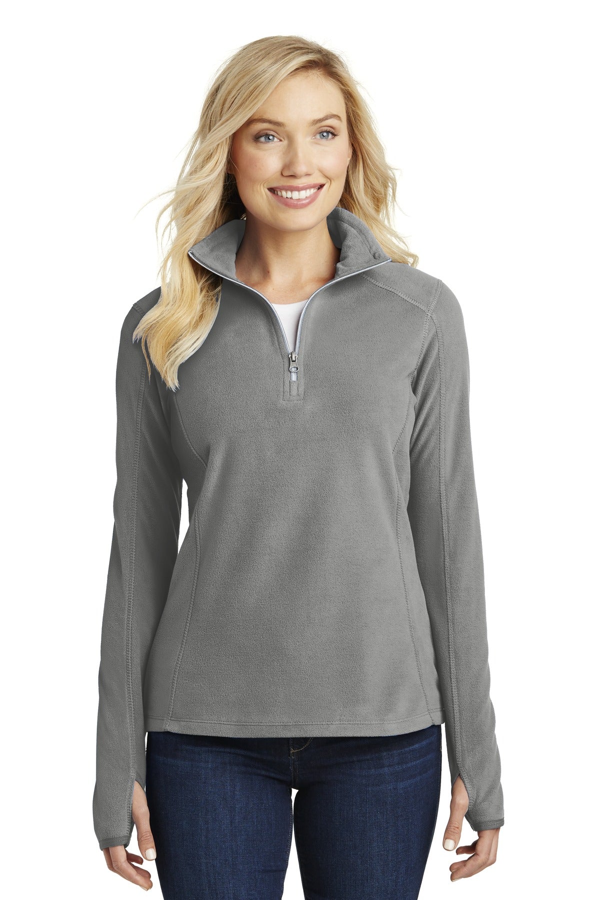 Port Authority Women's Microfleece 1/2-Zip Pullover. L224 - Pearl Grey