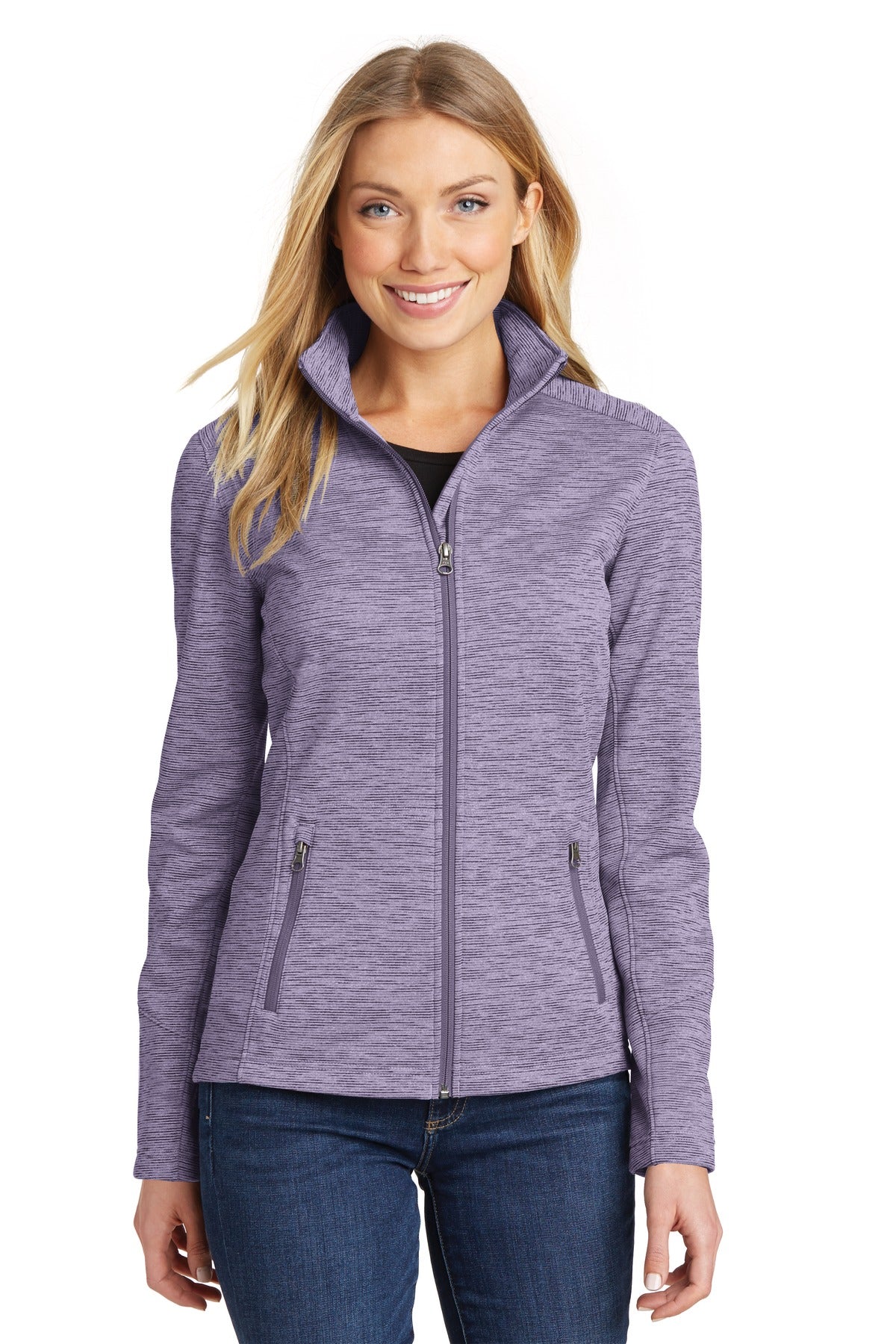 Port Authority Women's Digi Stripe Fleece Jacket. L231 - Purple