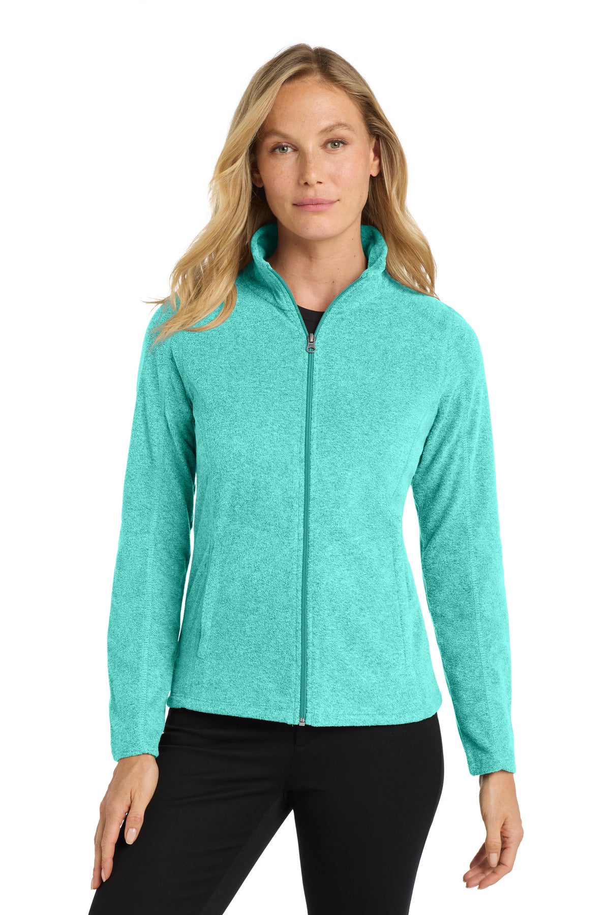 Port Authority Women's Heather Microfleece Full-Zip Jacket. L235 - Aqua Green Heather
