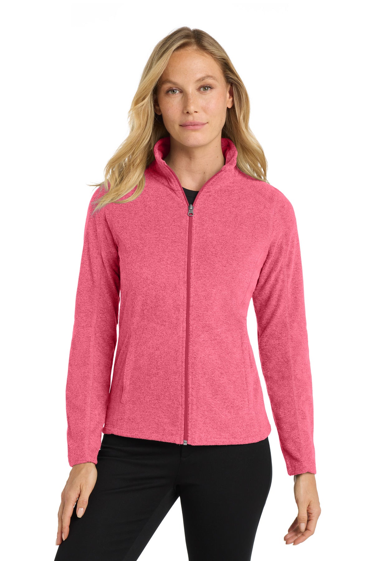 Port Authority Women's Heather Microfleece Full-Zip Jacket. L235 - Pink Raspberry Heather
