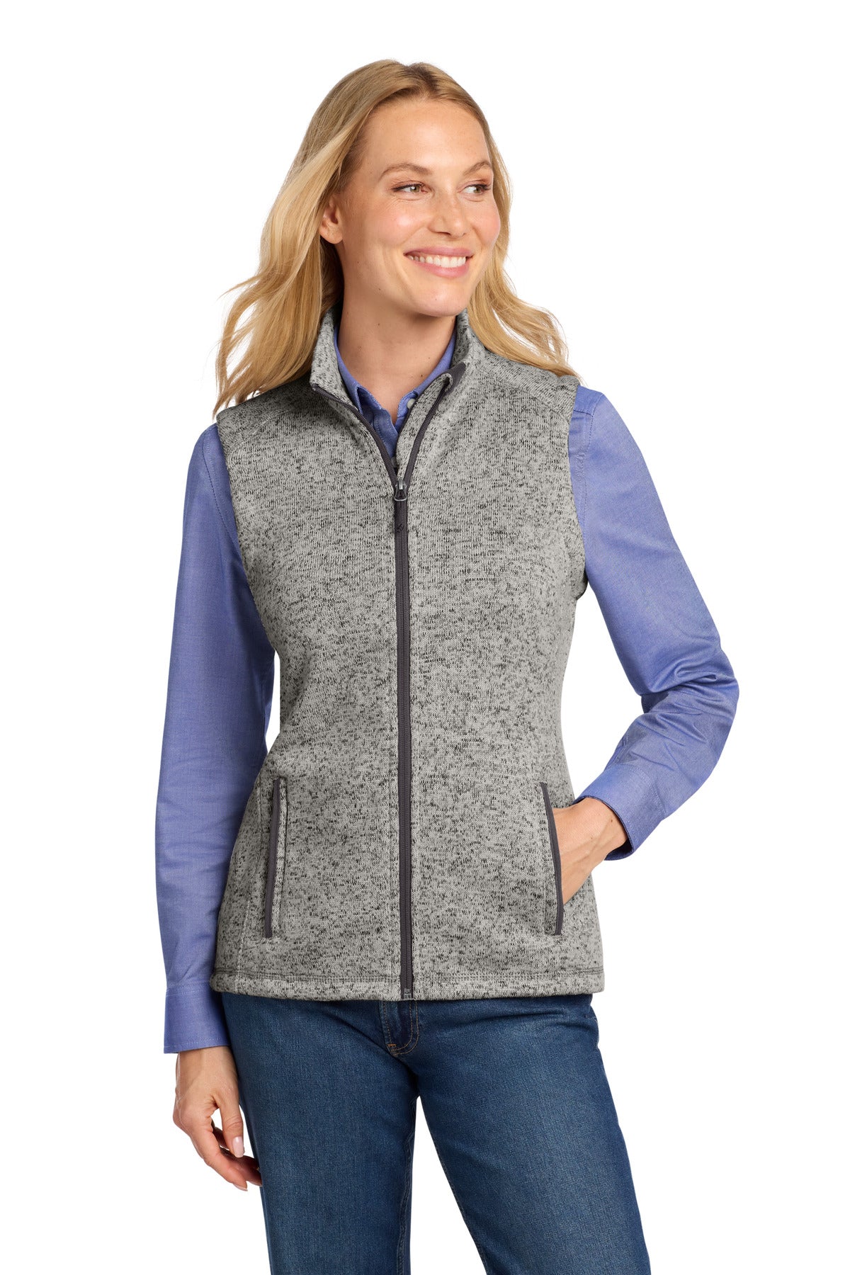 Port Authority  Women's Sweater Fleece Vest L236 - Grey Heather