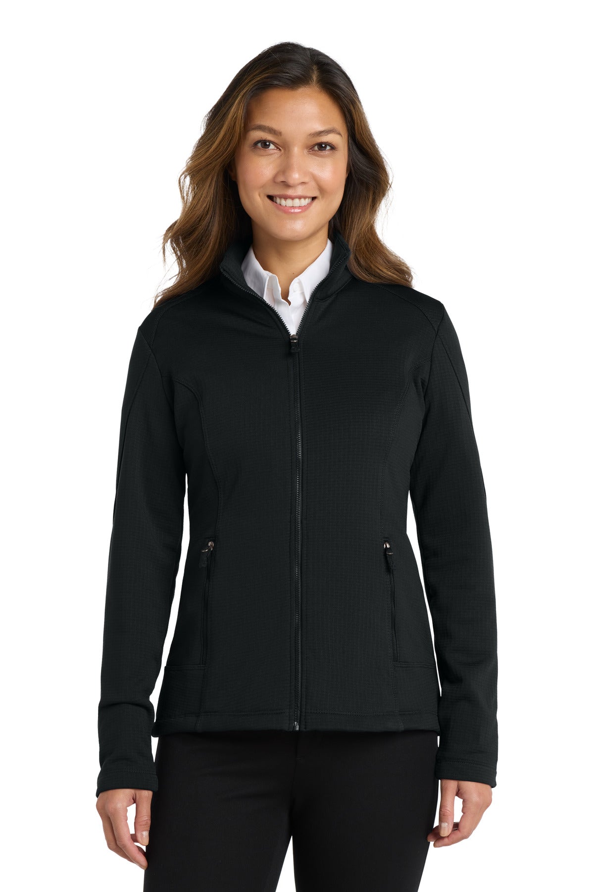 Port Authority  Women's Grid Fleece Jacket. L239 - Deep Black