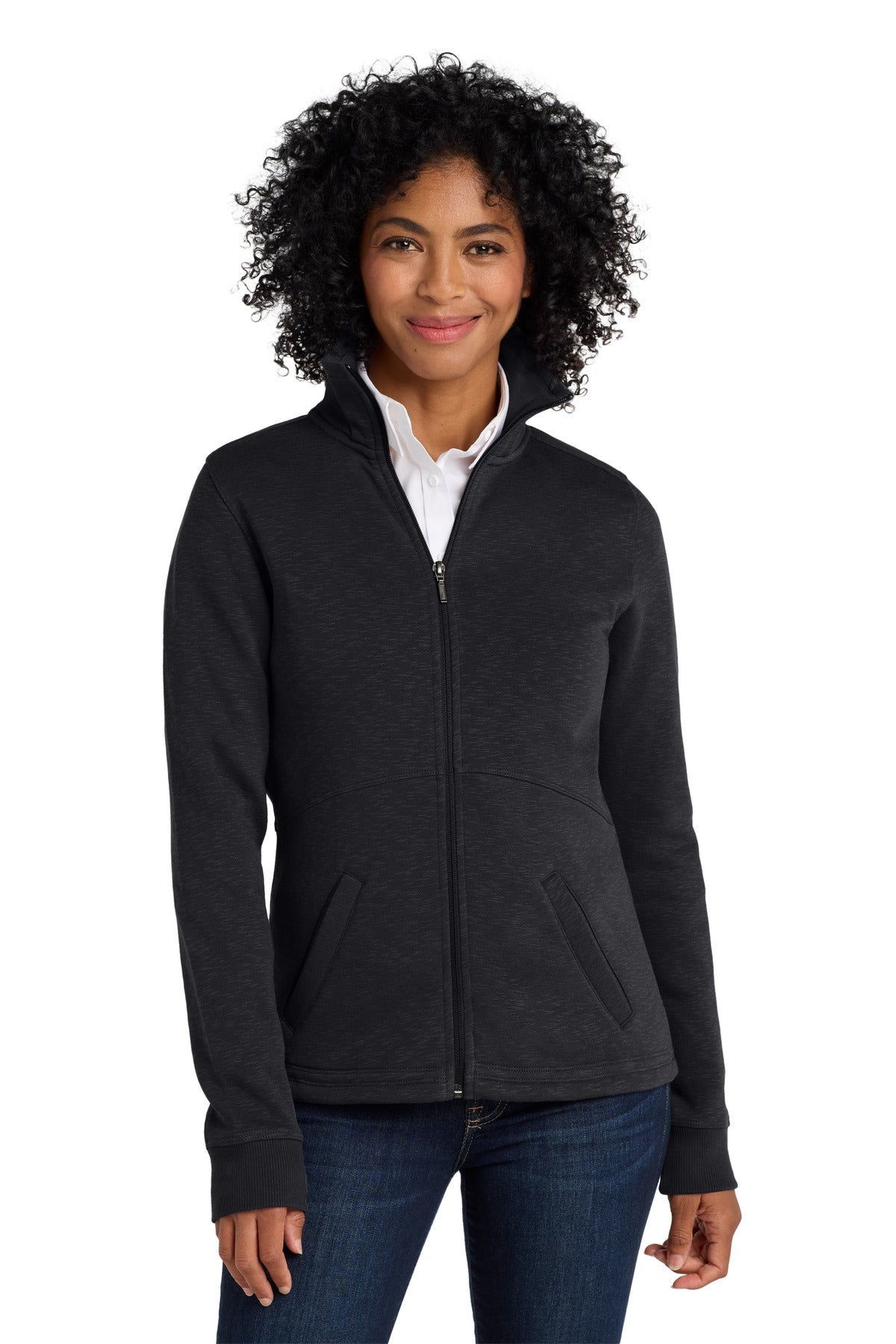 Port Authority Women's Slub Fleece Full-Zip Jacket. L293 - Black