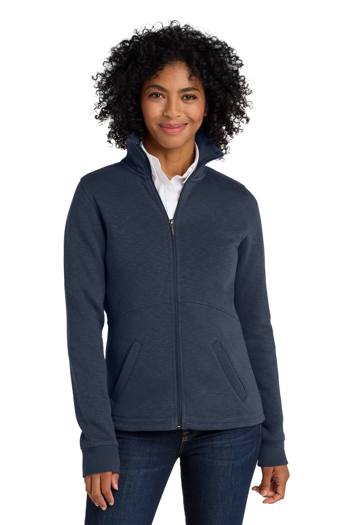Port Authority Women's Slub Fleece Full-Zip Jacket. L293 - Navy
