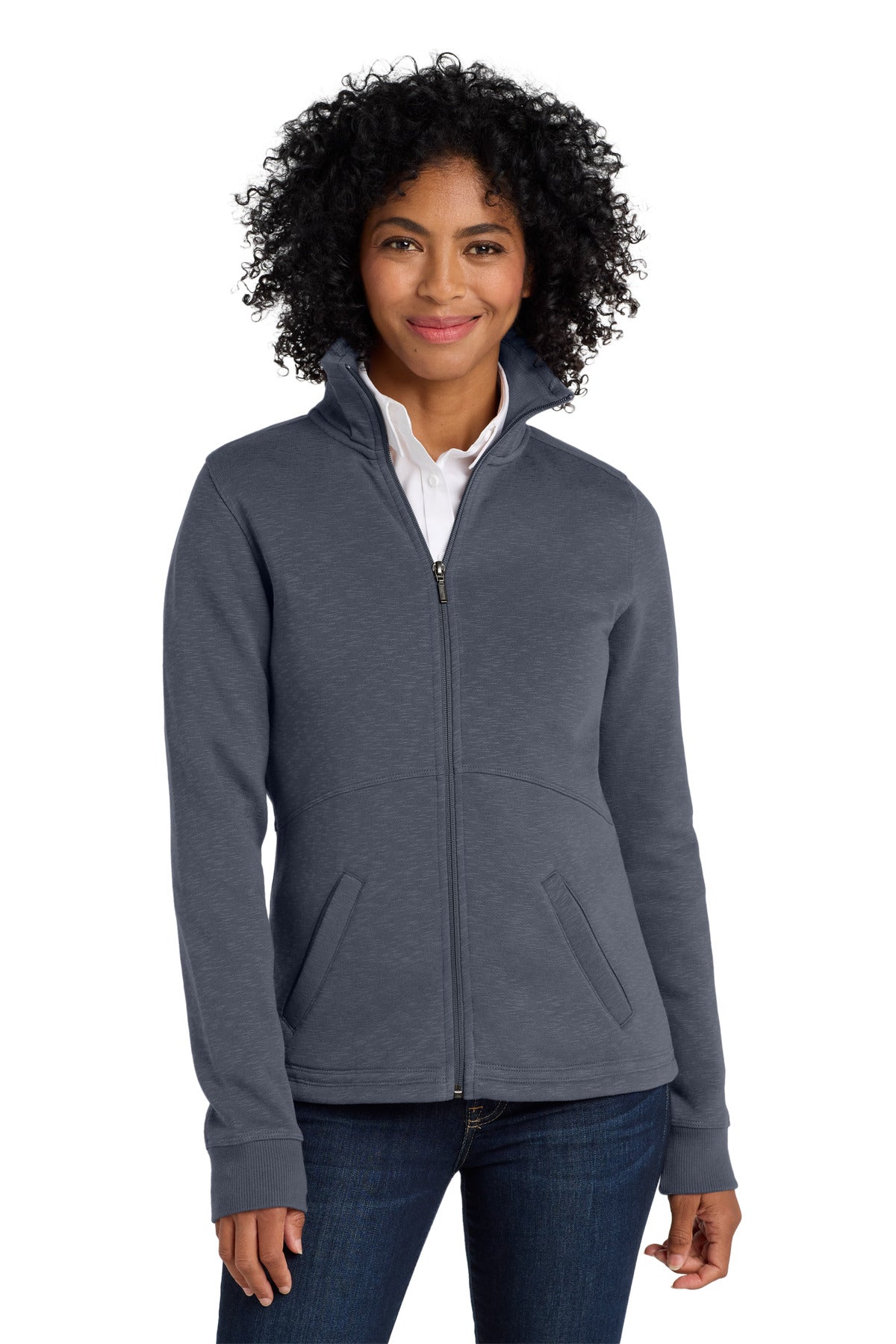 Port Authority Women's Slub Fleece Full-Zip Jacket. L293 - Slate Grey