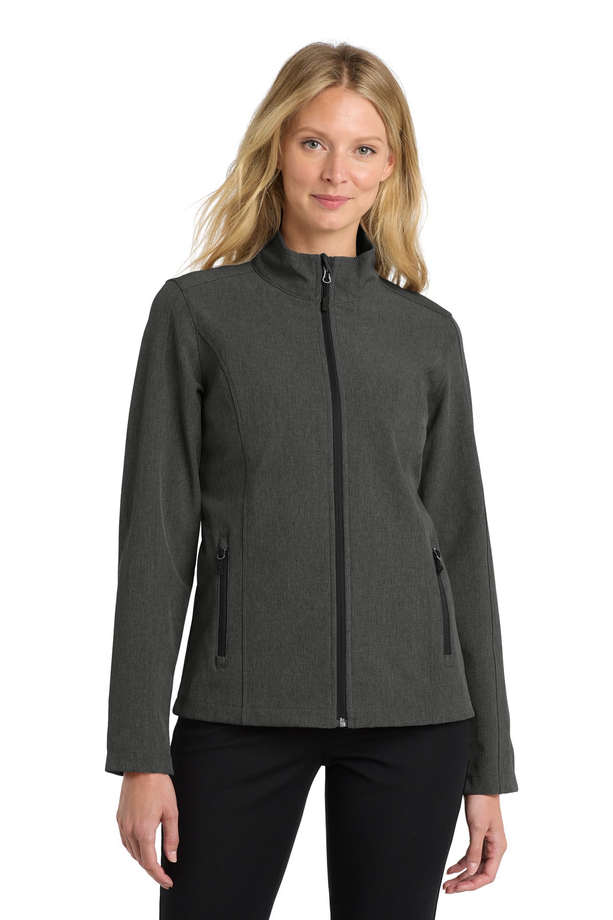 Port Authority Women's Core Soft Shell Jacket. L317 - Black Charcoal Heather