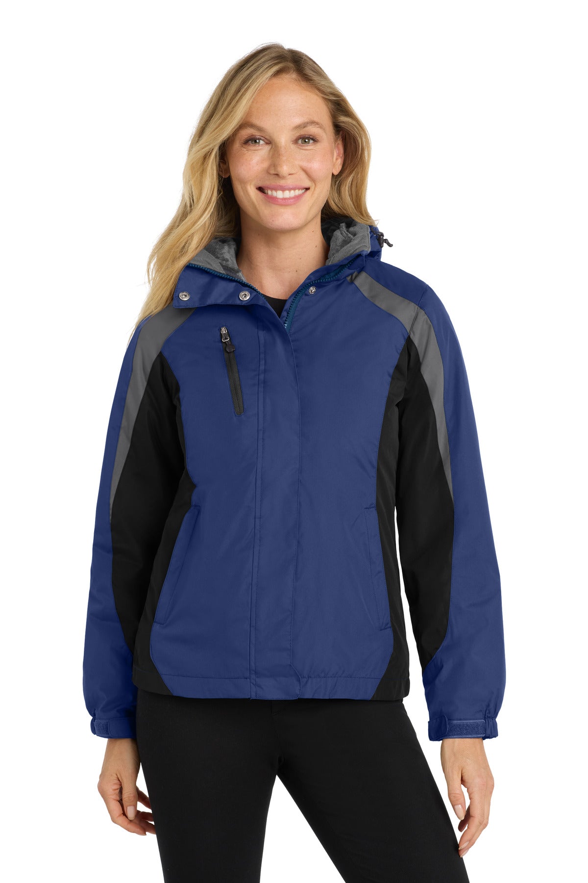 Port Authority Women's Colorblock 3-in-1 Jacket. L321 - Admiral Blue/ Black/ Magnet