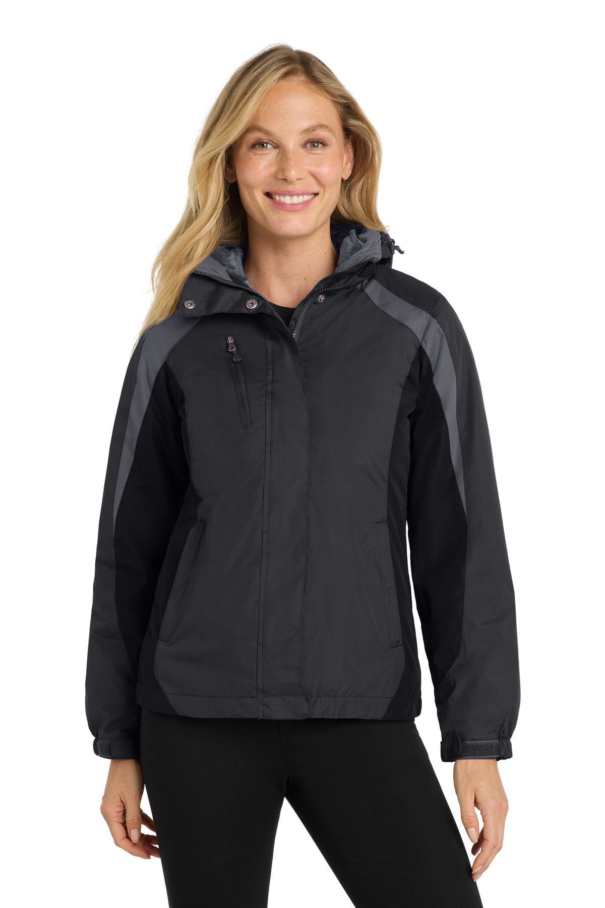 Port Authority Women's Colorblock 3-in-1 Jacket. L321 - Black/ Black/ Magnet