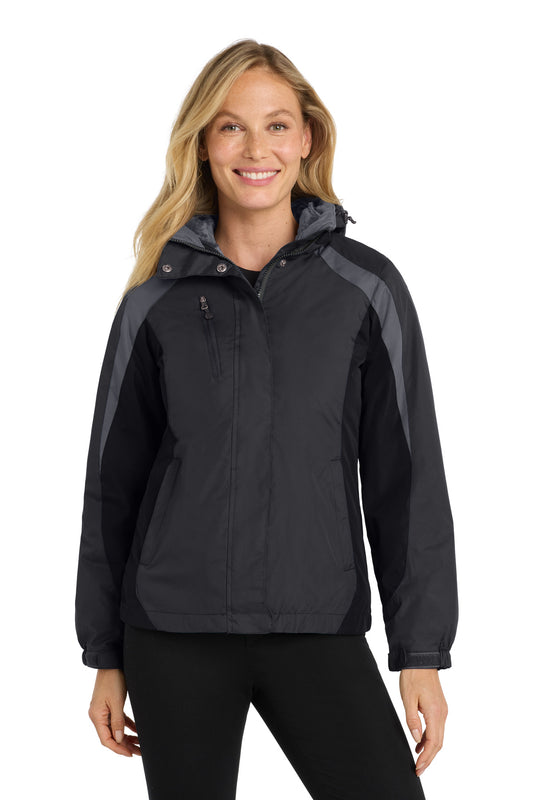 Port Authority Women's Colorblock 3-in-1 Jacket. L321 - Black/ Black/ Magnet
