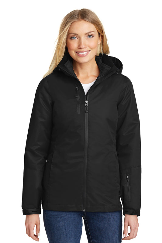 Port Authority Women's Vortex Waterproof 3-in-1 Jacket. L332 - Black/ Black
