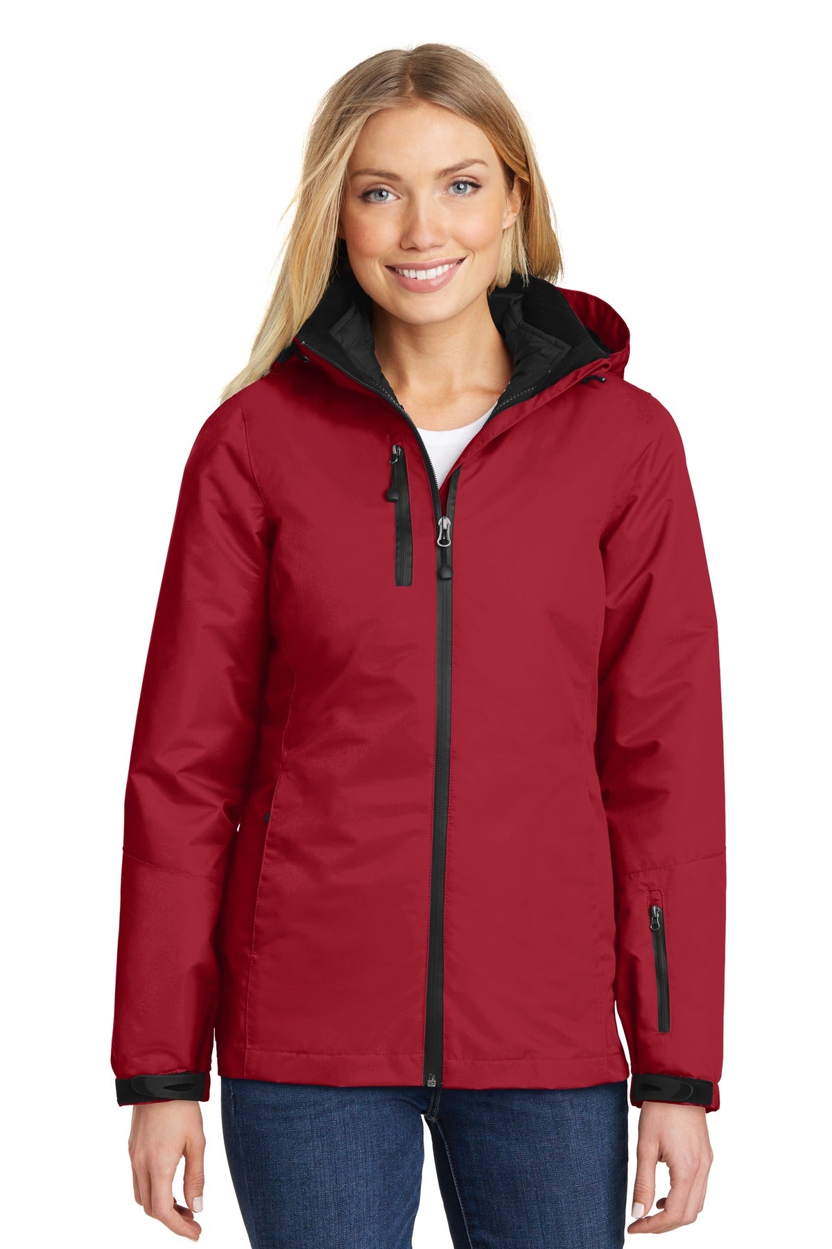 Port Authority Women's Vortex Waterproof 3-in-1 Jacket. L332 - Rich Red/ Black