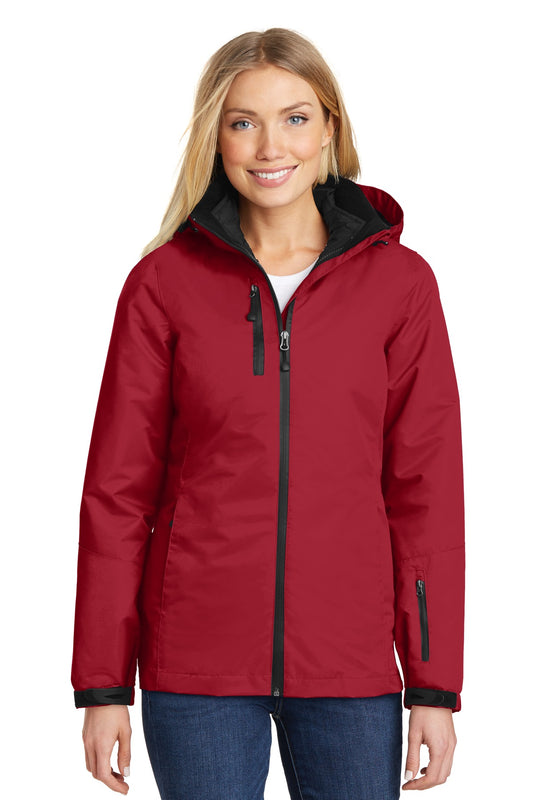 Port Authority Women's Vortex Waterproof 3-in-1 Jacket. L332 - Rich Red/ Black