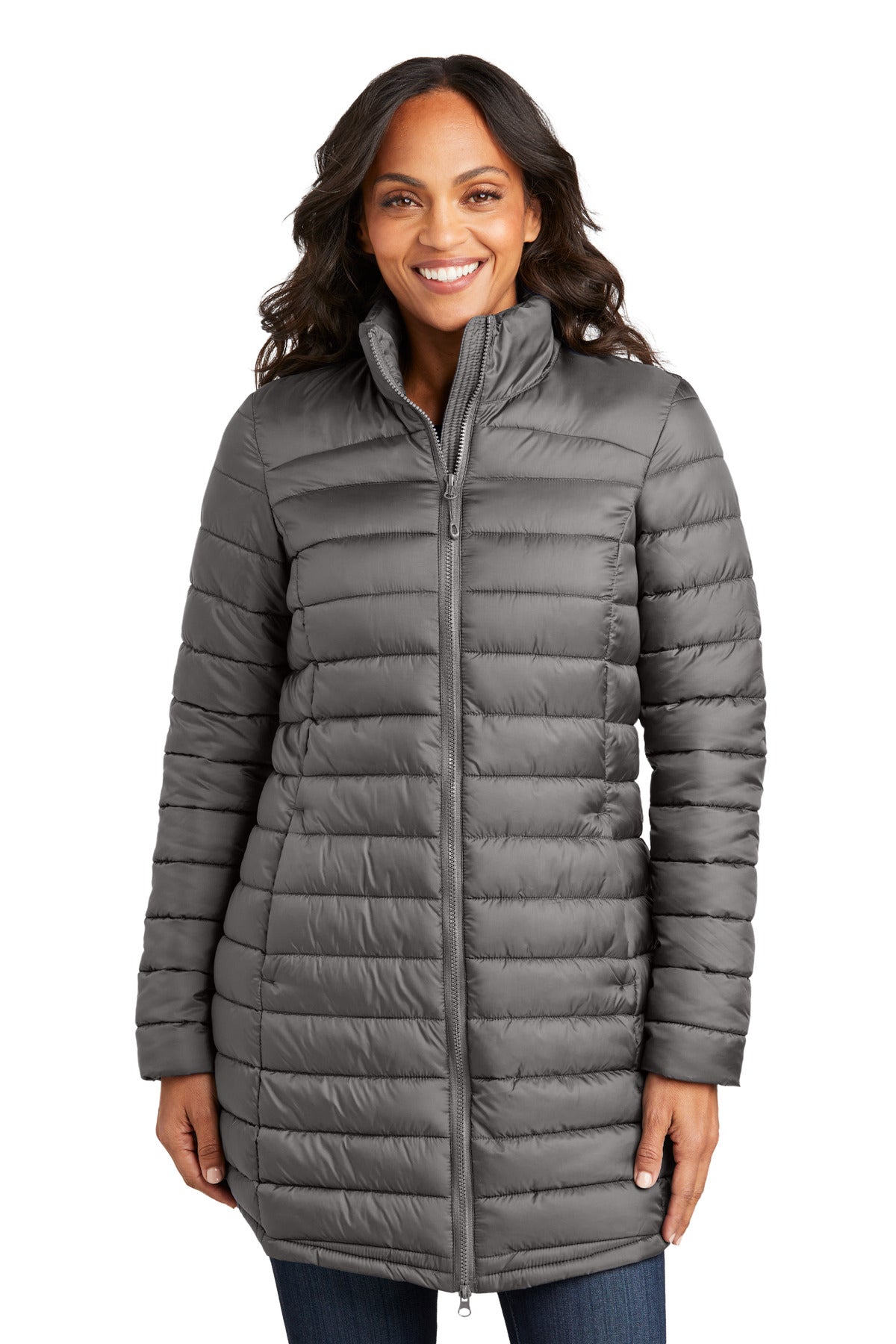 Port Authority Women's Horizon Puffy Long Jacket L365 - Deep Smoke