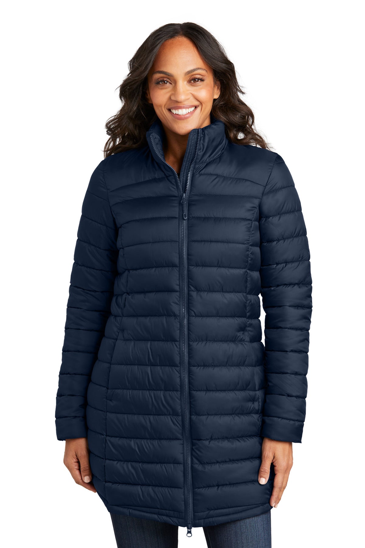 Port Authority Women's Horizon Puffy Long Jacket L365 - Dress Blue Navy