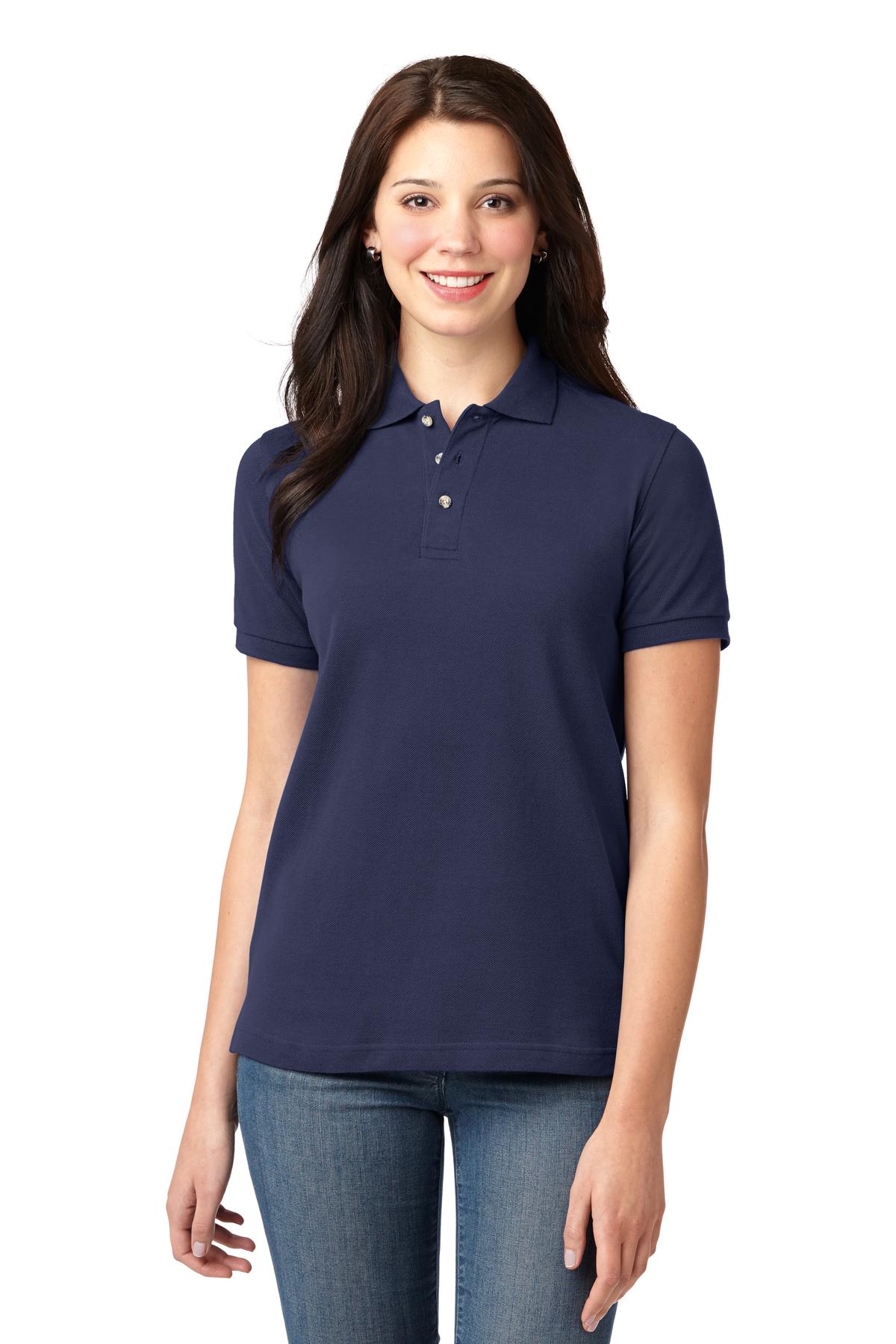 Port Authority Women's Heavyweight Cotton Pique Polo.  L420 - Navy