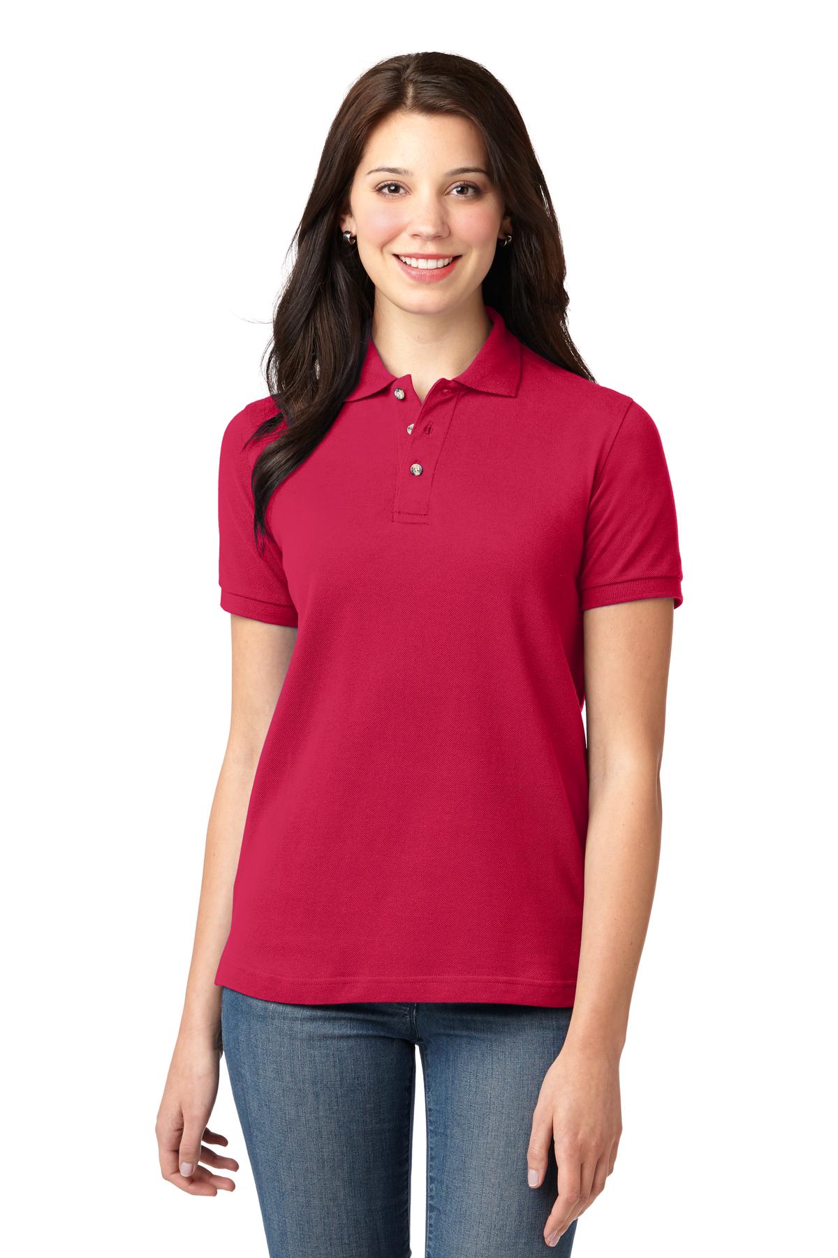 Port Authority Women's Heavyweight Cotton Pique Polo.  L420 - Red