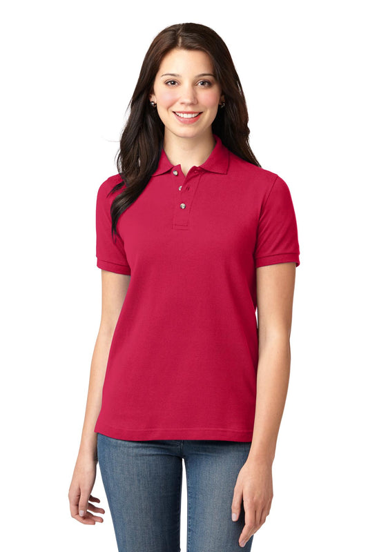 Port Authority Women's Heavyweight Cotton Pique Polo.  L420 - Red