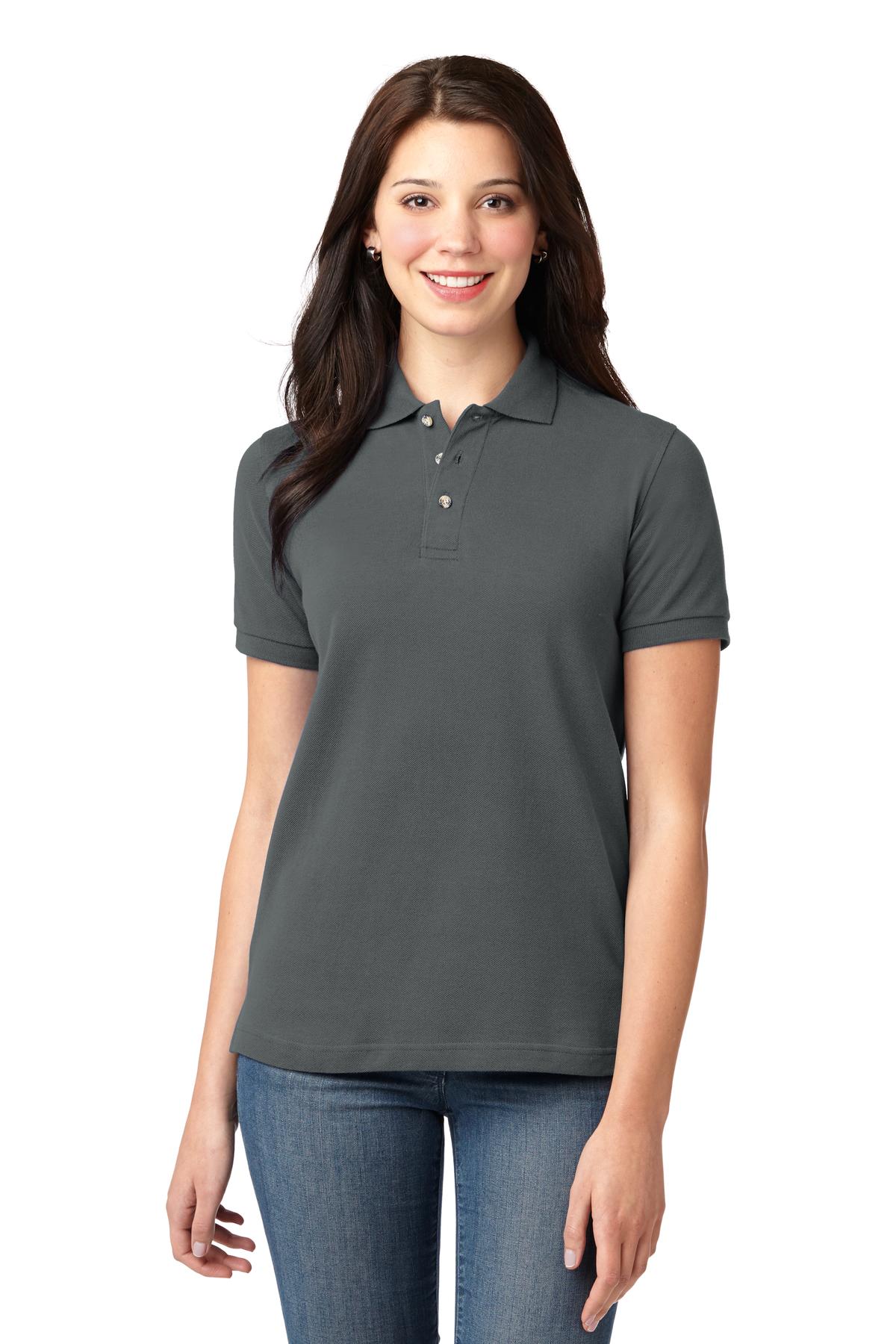 Port Authority Women's Heavyweight Cotton Pique Polo.  L420 - Steel Grey