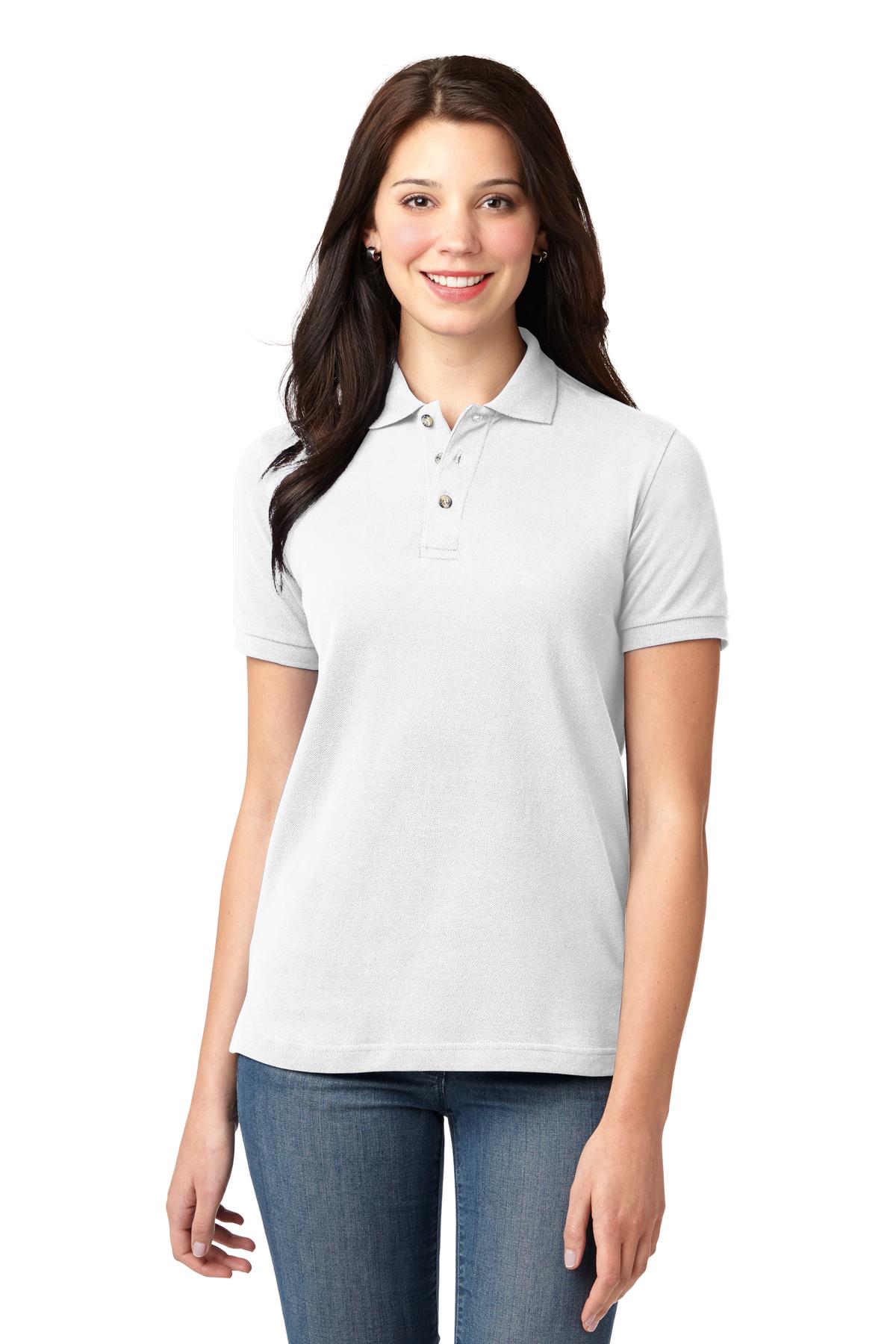Port Authority Women's Heavyweight Cotton Pique Polo.  L420 - White