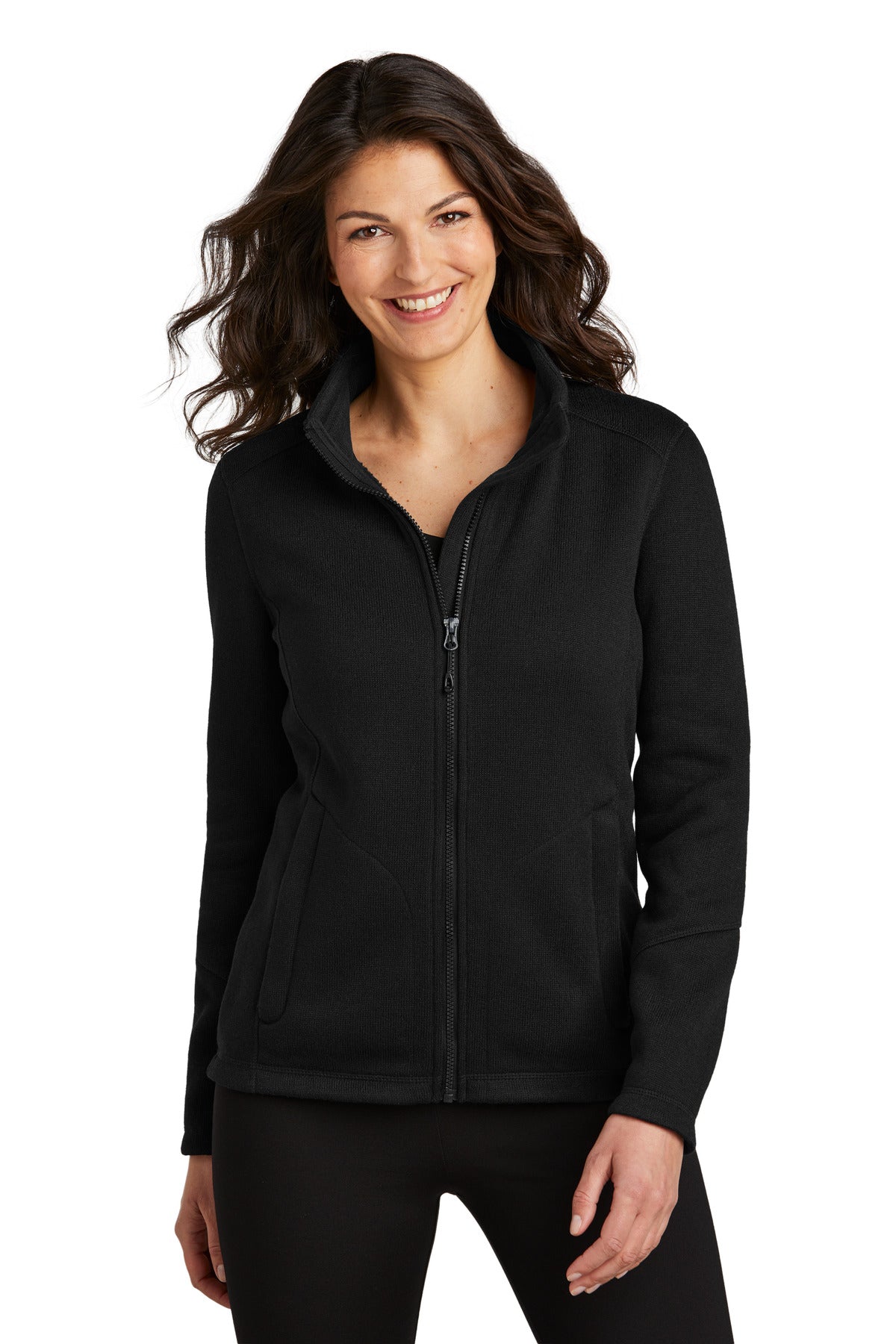 Port Authority Women's Arc Sweater Fleece Jacket L428 - Deep Black