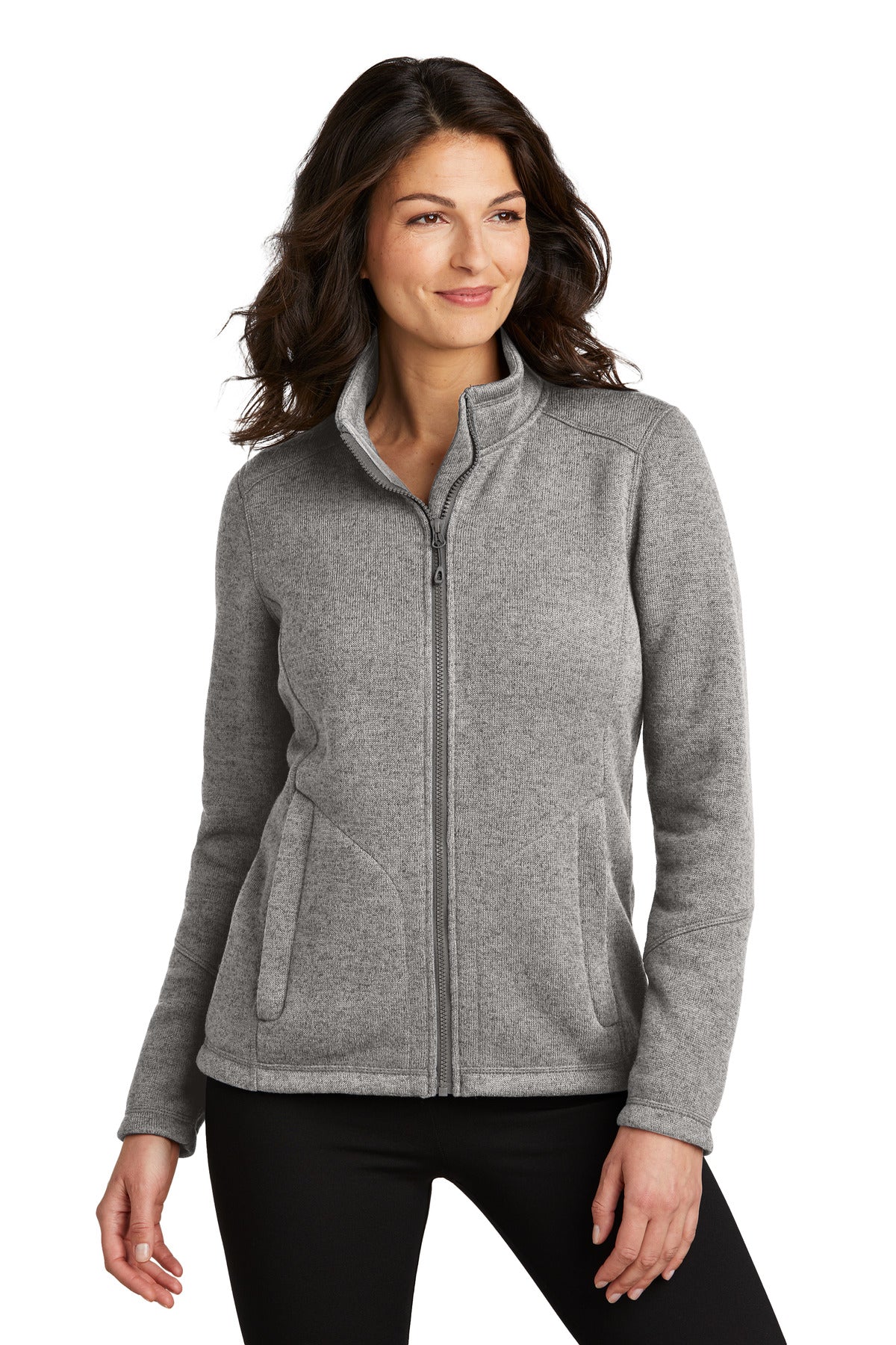 Port Authority Women's Arc Sweater Fleece Jacket L428 - Deep Smoke Heather