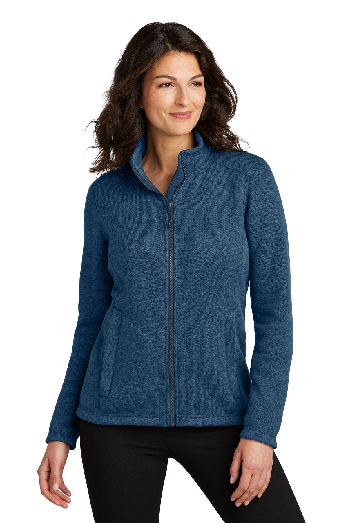 Port Authority Women's Arc Sweater Fleece Jacket L428 - Insignia Blue Heather