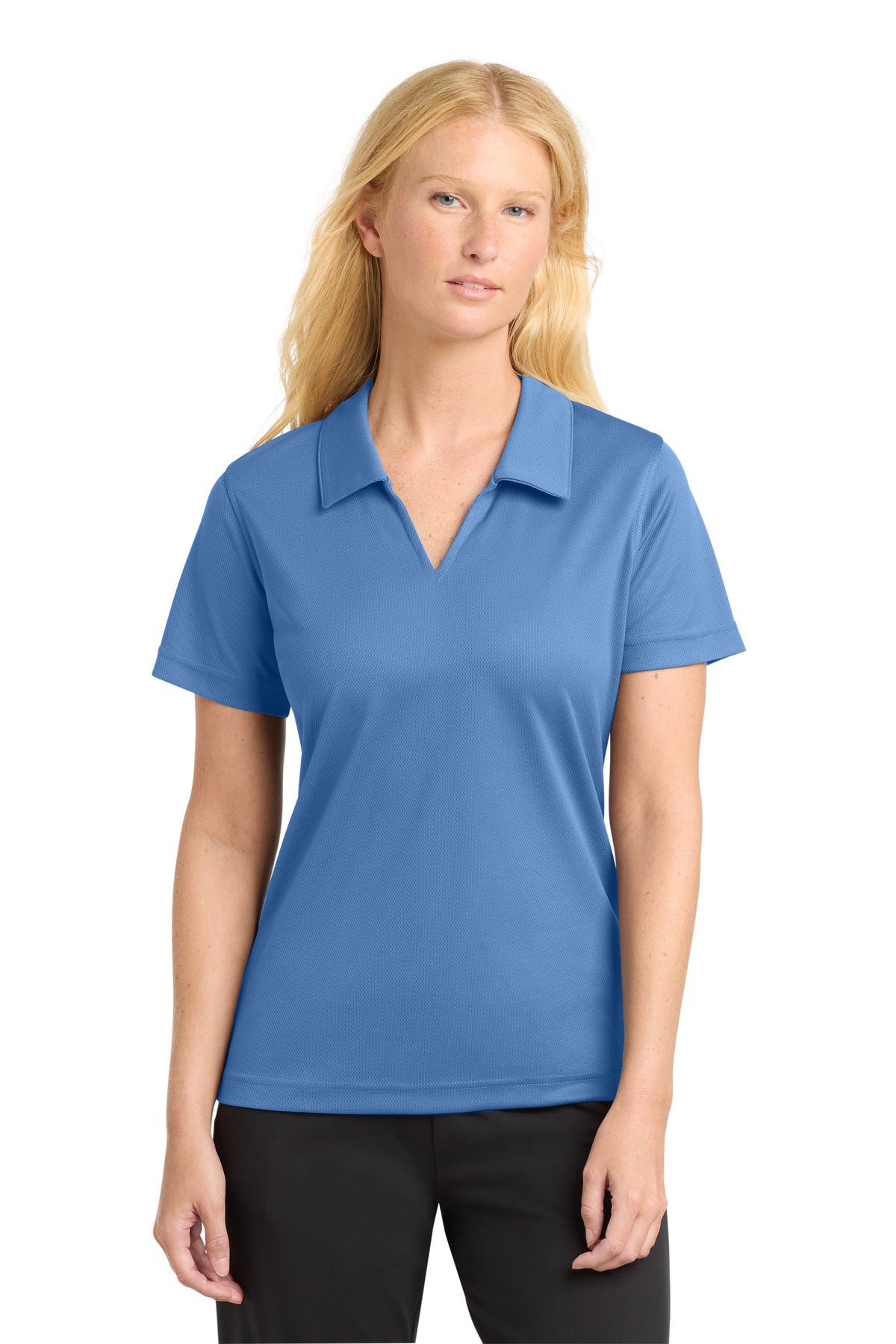 Sport-Tek Women's Dri-Mesh V-Neck Polo.  L469 - Blueberry