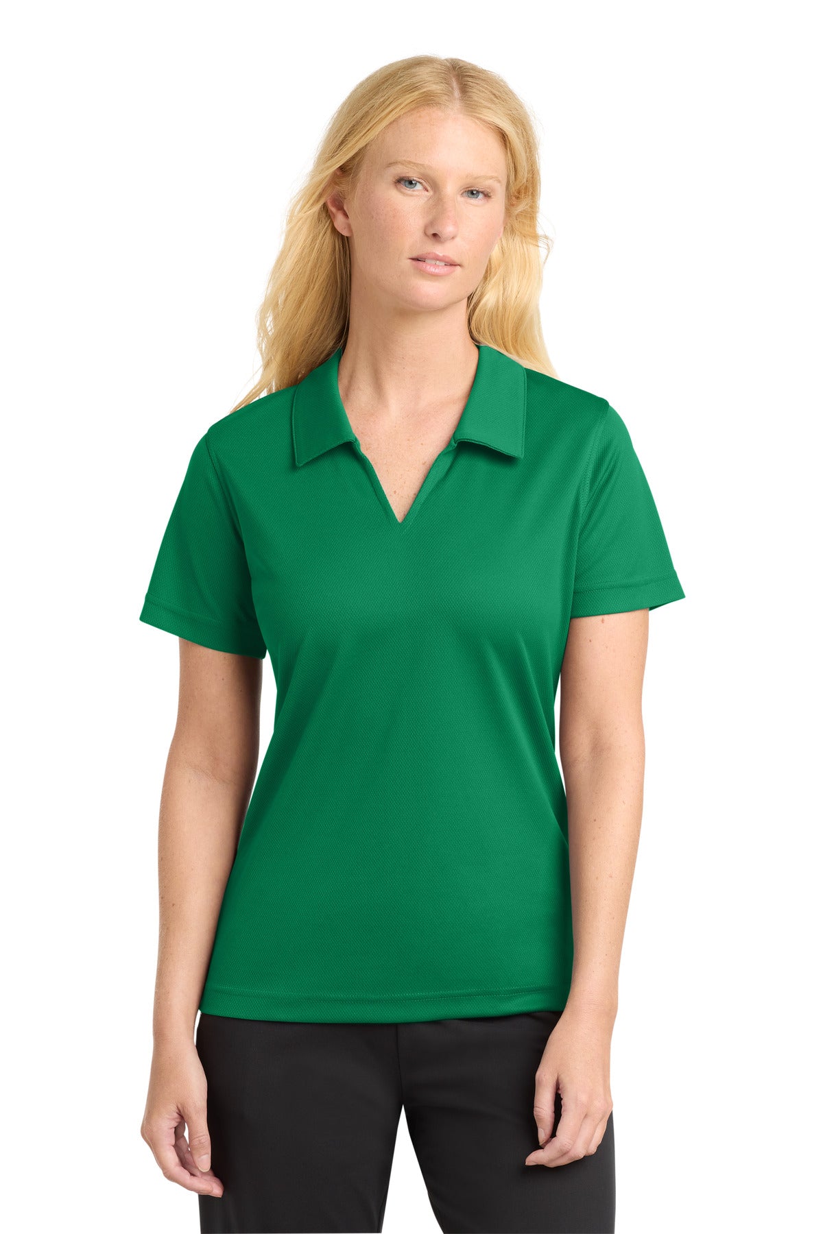Sport-Tek Women's Dri-Mesh V-Neck Polo.  L469 - Kelly Green