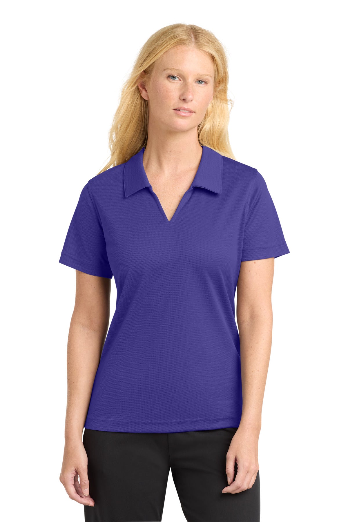 Sport-Tek Women's Dri-Mesh V-Neck Polo.  L469 - Purple