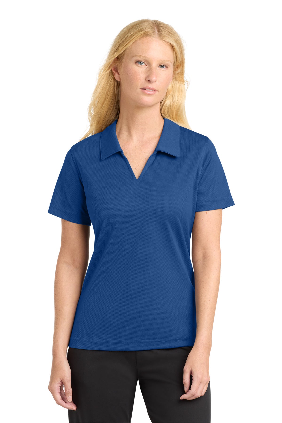 Sport-Tek Women's Dri-Mesh V-Neck Polo.  L469 - Royal