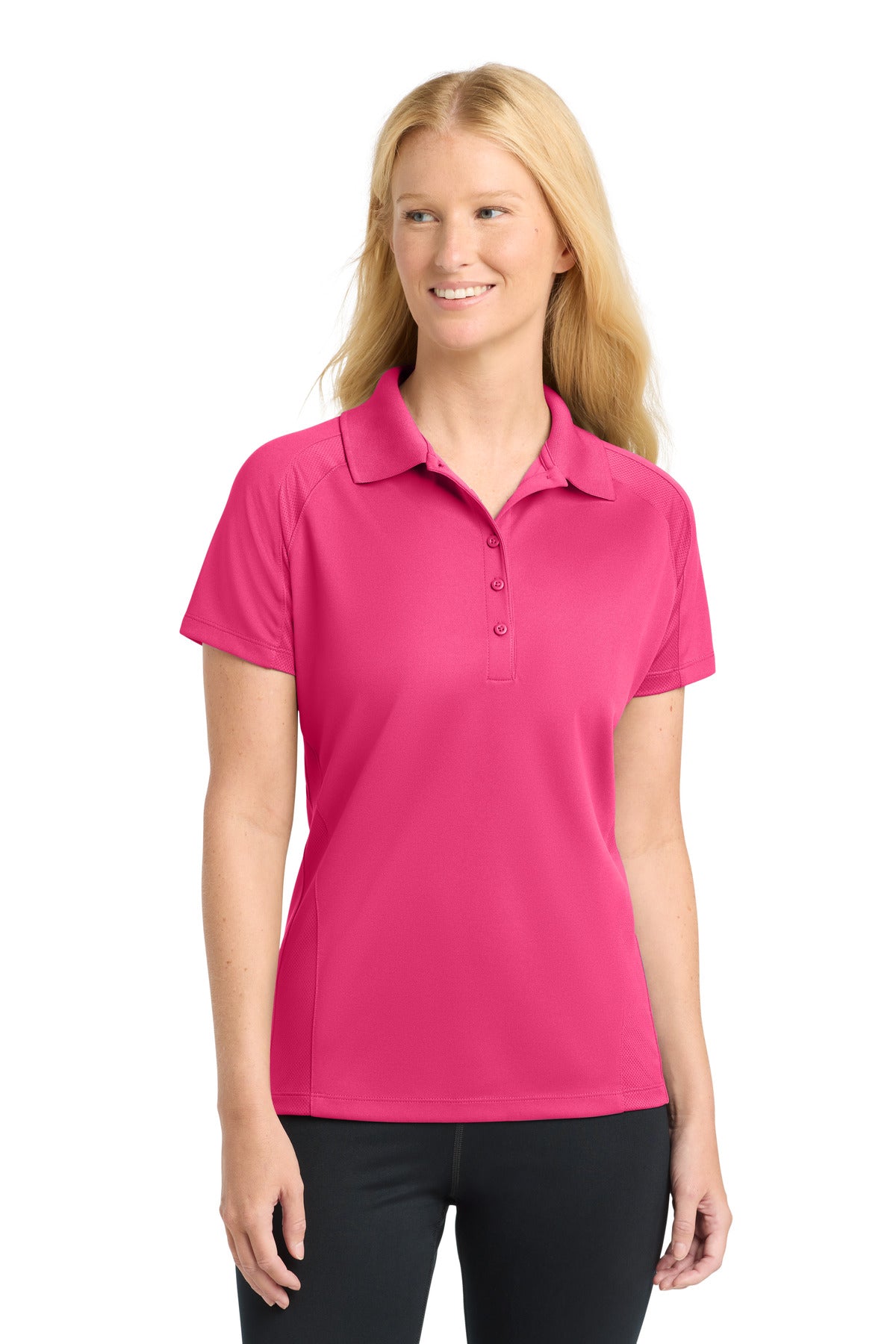 Sport-Tek Women's Dri-Mesh Pro Polo. L474 - Pink Raspberry