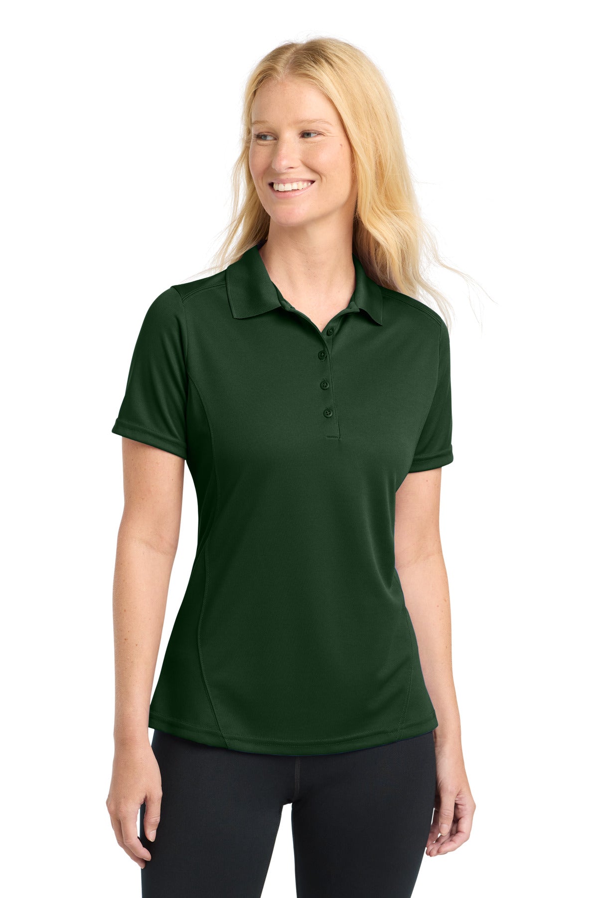 Sport-Tek Women's Dry Zone Raglan Accent Polo. L475 - Forest Green
