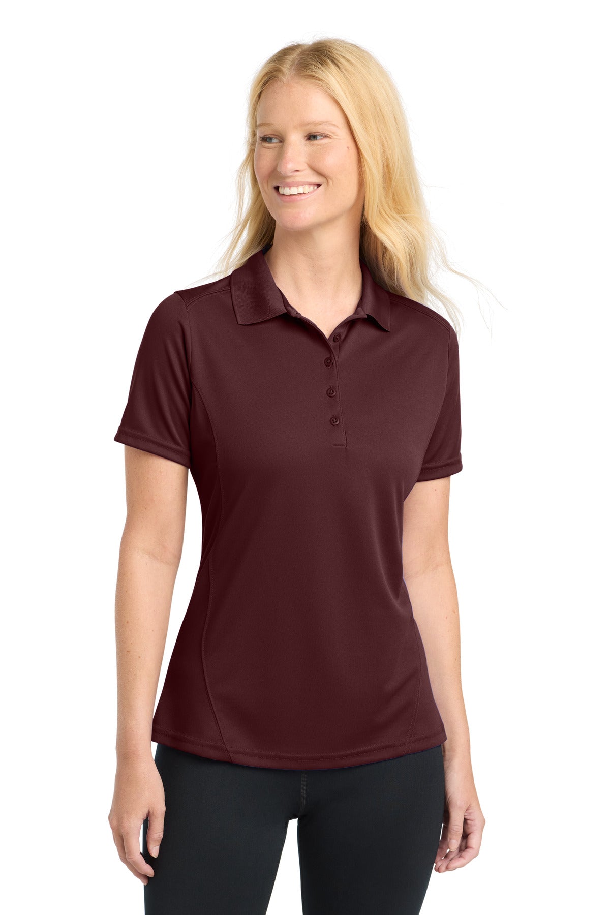 Sport-Tek Women's Dry Zone Raglan Accent Polo. L475 - Maroon