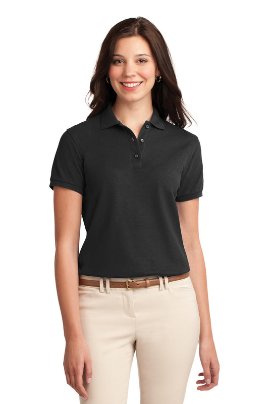 Port Authority Women's Silk Touch Polo.  L500 - Black