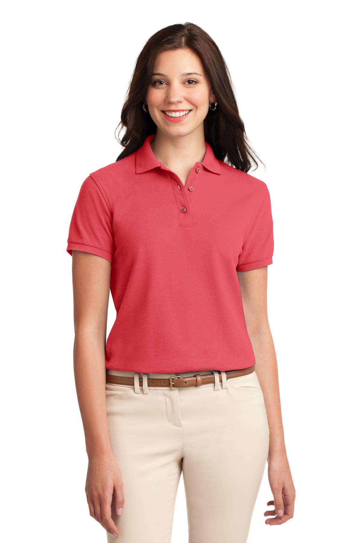 Port Authority Women's Silk Touch Polo.  L500 - Hibiscus