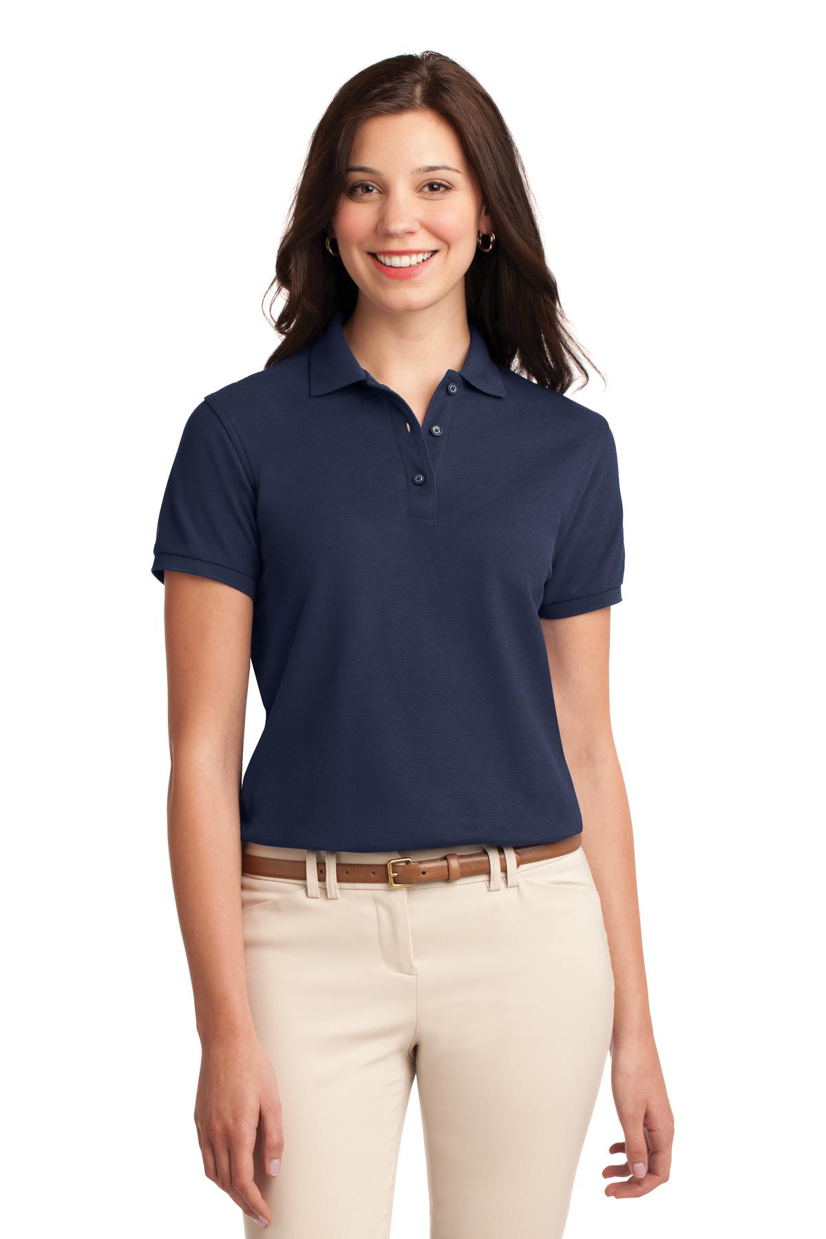Port Authority Women's Silk Touch Polo.  L500 - Navy