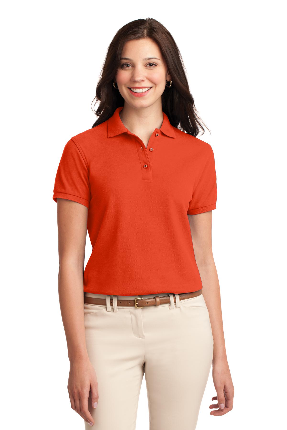 Port Authority Women's Silk Touch Polo.  L500 - Orange