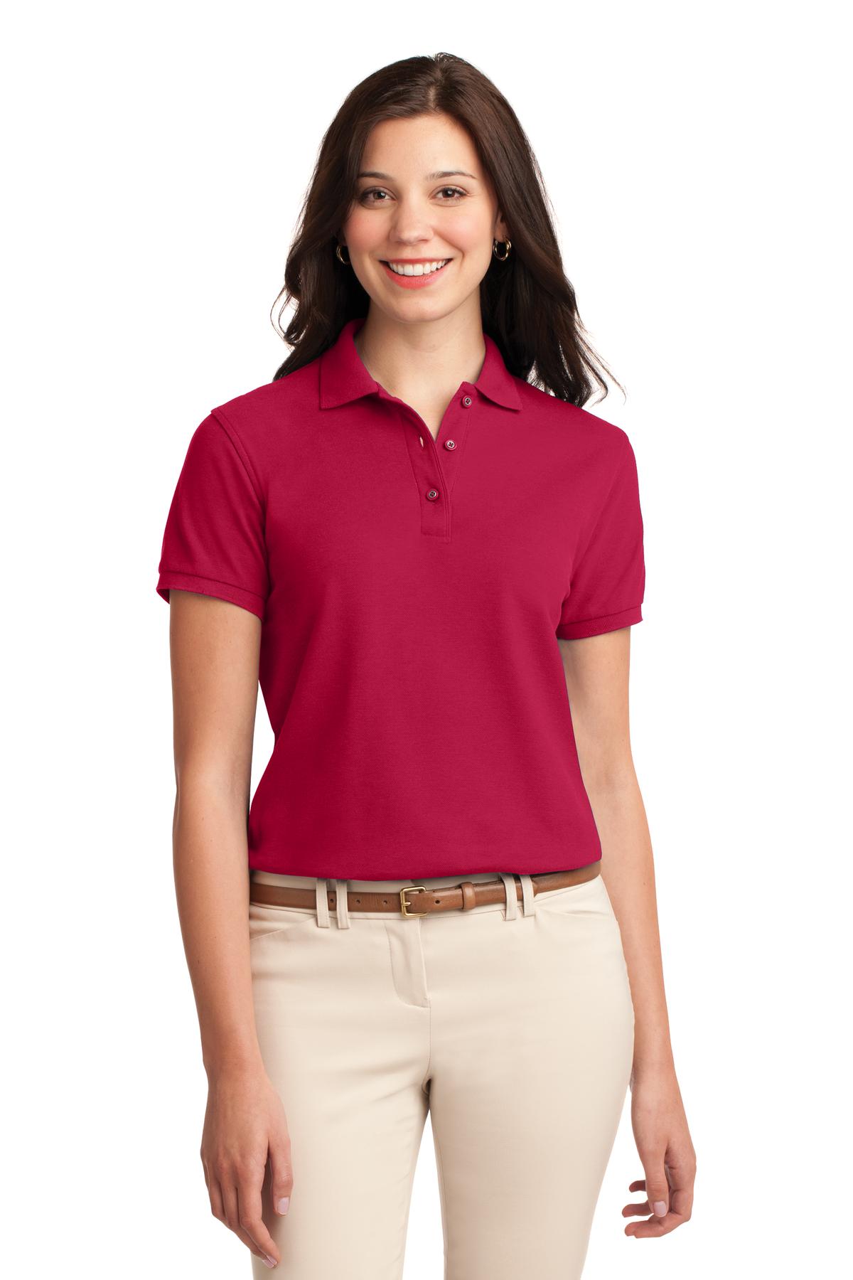 Port Authority Women's Silk Touch Polo.  L500 - Red