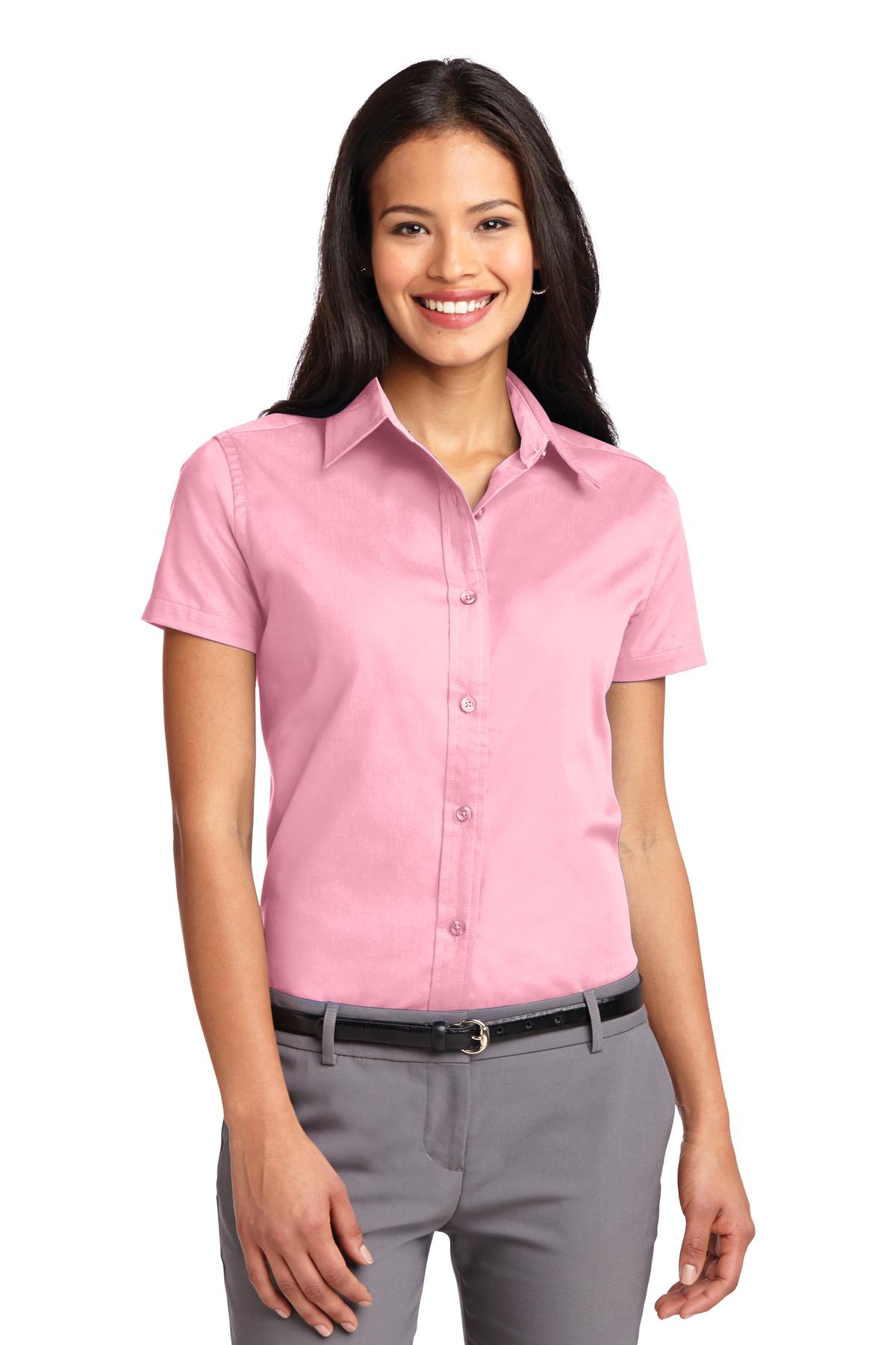 Port Authority Women's Short Sleeve Easy Care  Shirt.  L508 - Light Pink