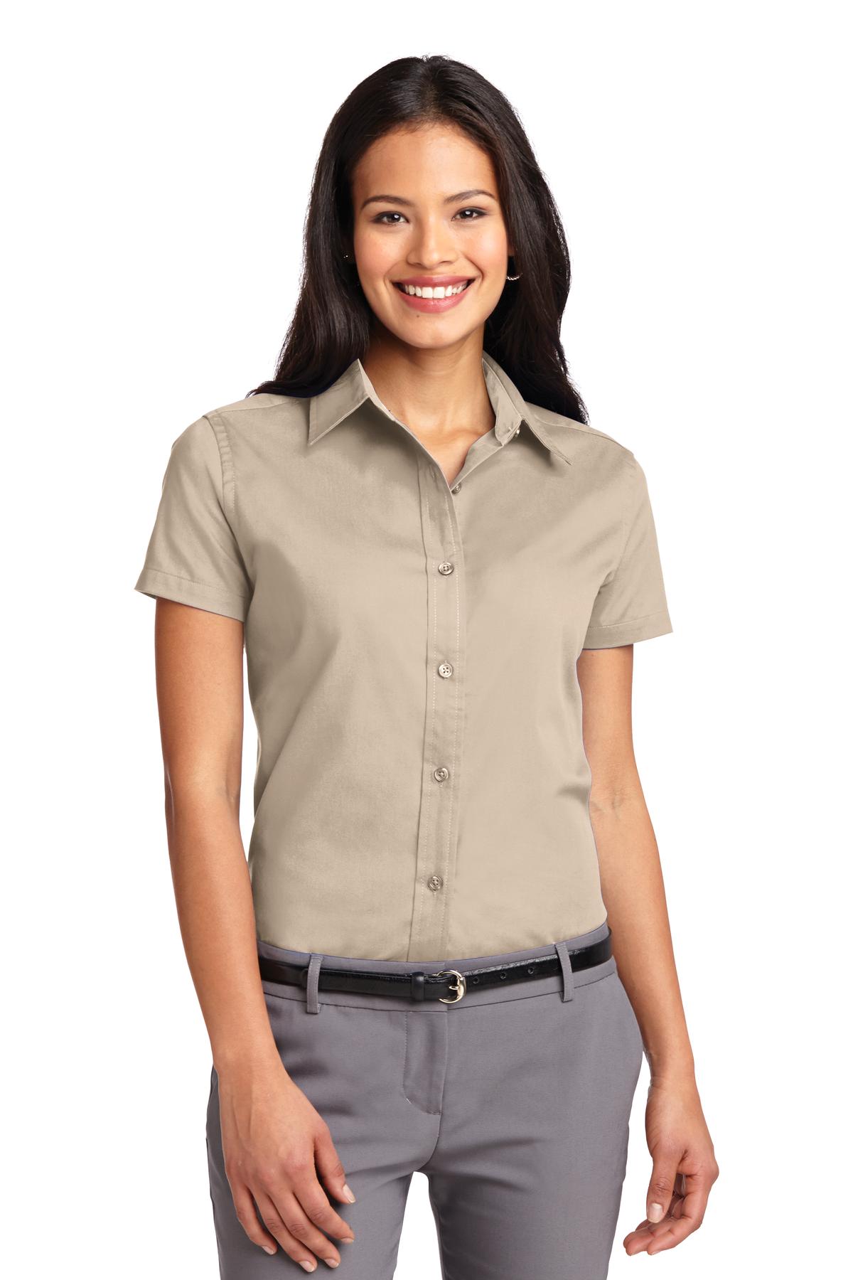 Port Authority Women's Short Sleeve Easy Care  Shirt.  L508 - Stone