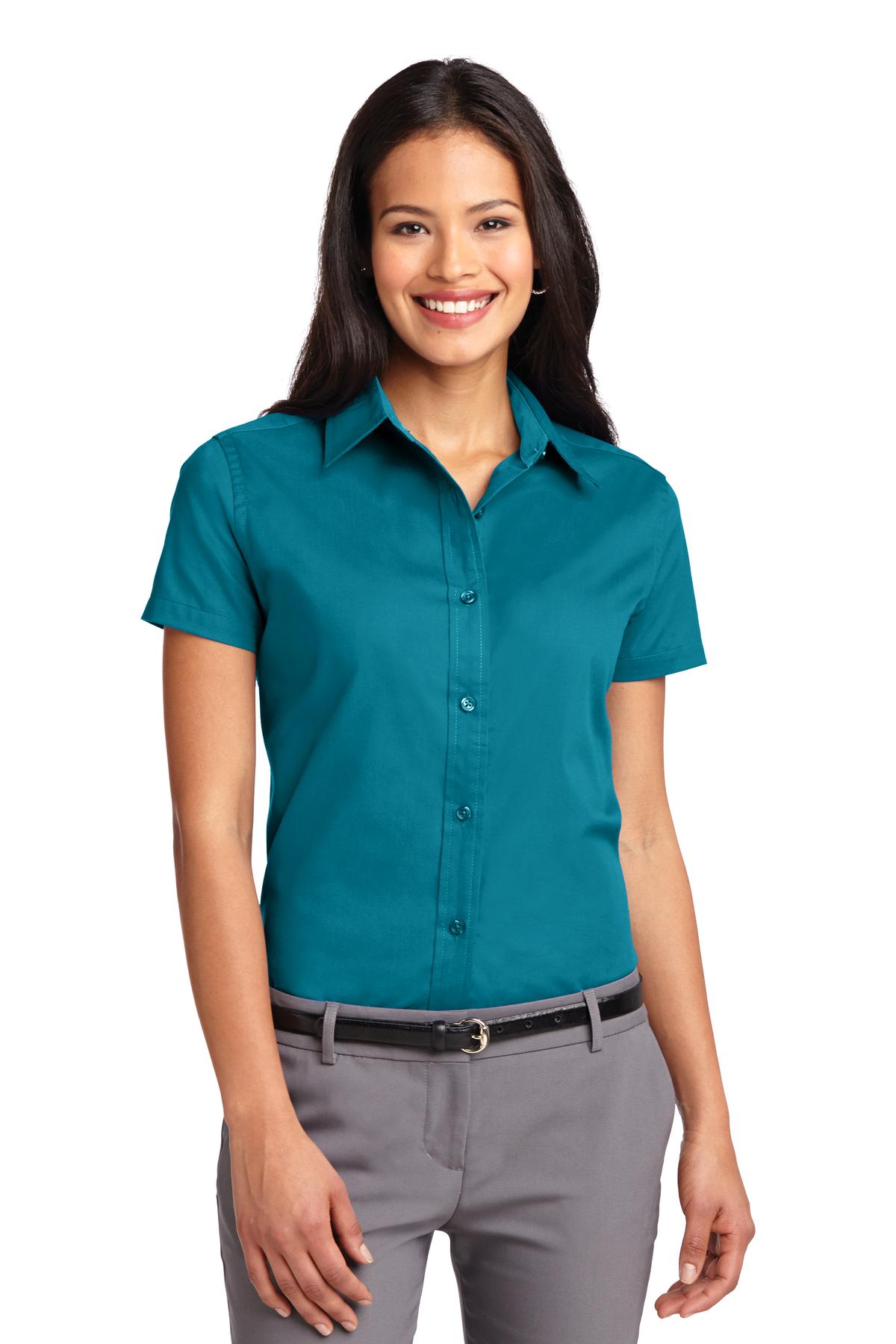 Port Authority Women's Short Sleeve Easy Care  Shirt.  L508 - Teal Green