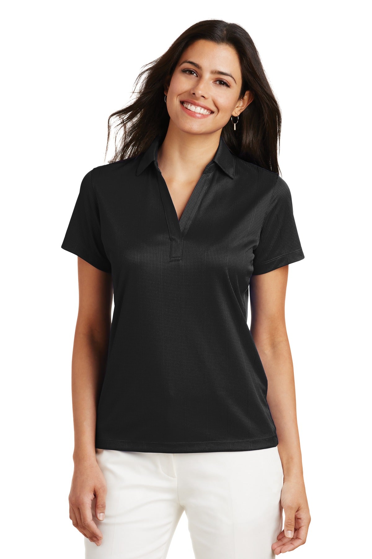 Port Authority Women's Performance Fine Jacquard Polo. L528 - Black