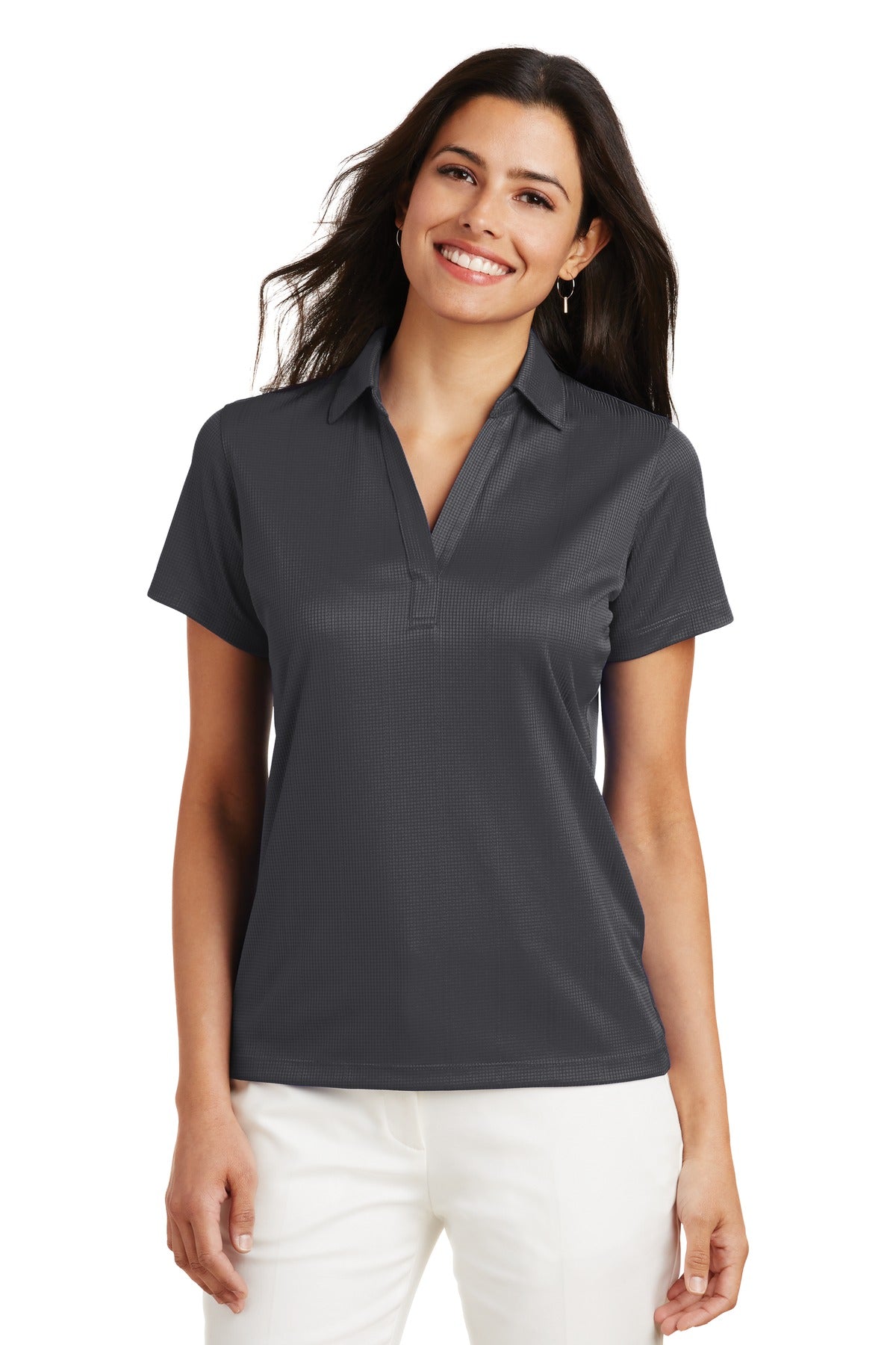 Port Authority Women's Performance Fine Jacquard Polo. L528 - Grey Smoke