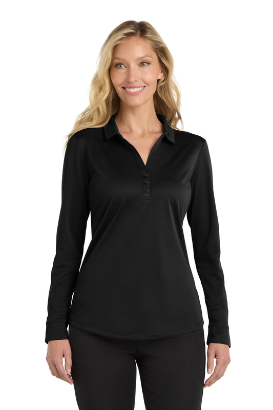Port Authority  Women's Silk Touch   Performance Long Sleeve Polo. L540LS - Black